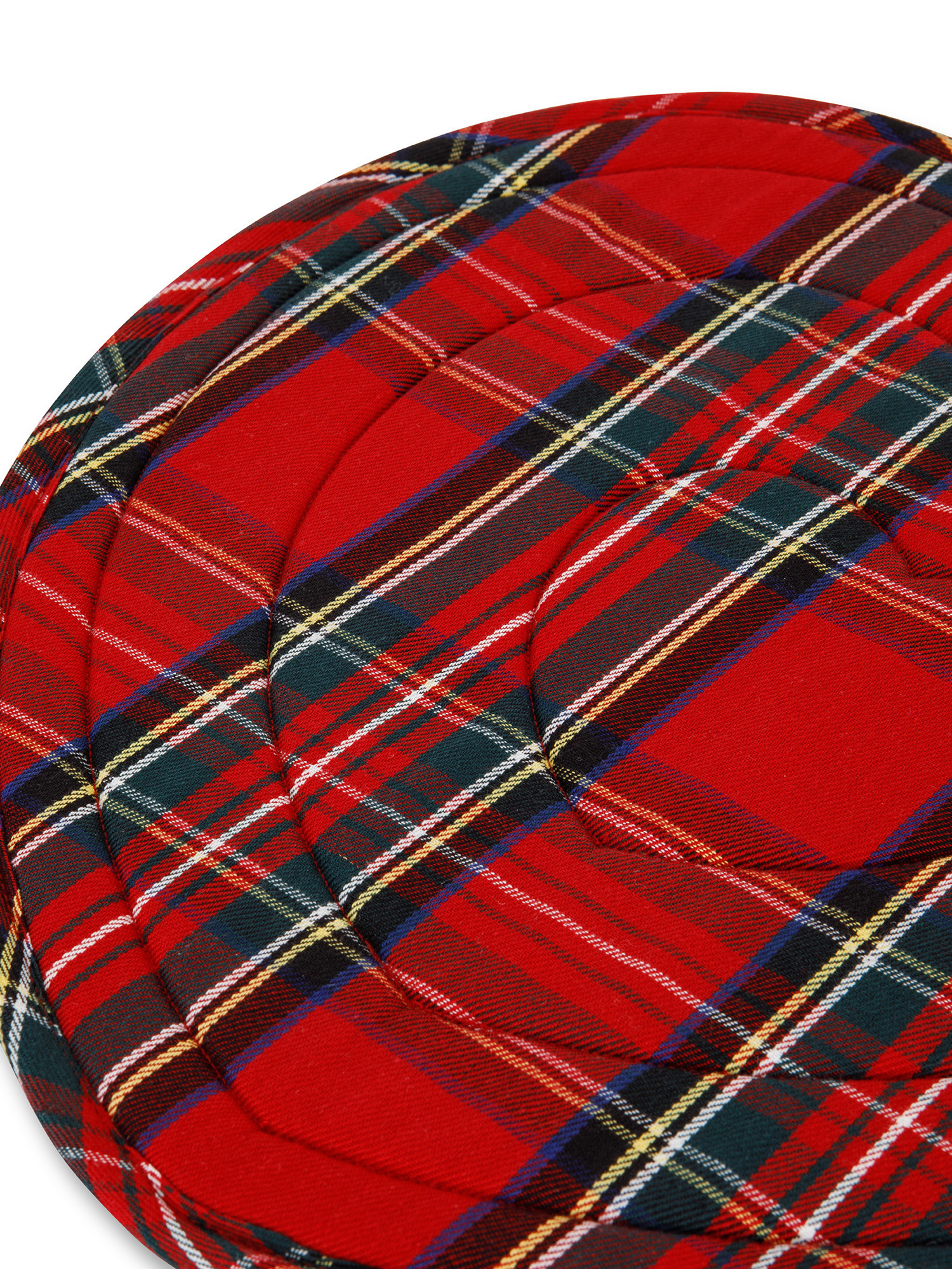 Tovaglietta Imbottita Tartan in Twill di Puro Cotone, Rosso, large image number 1