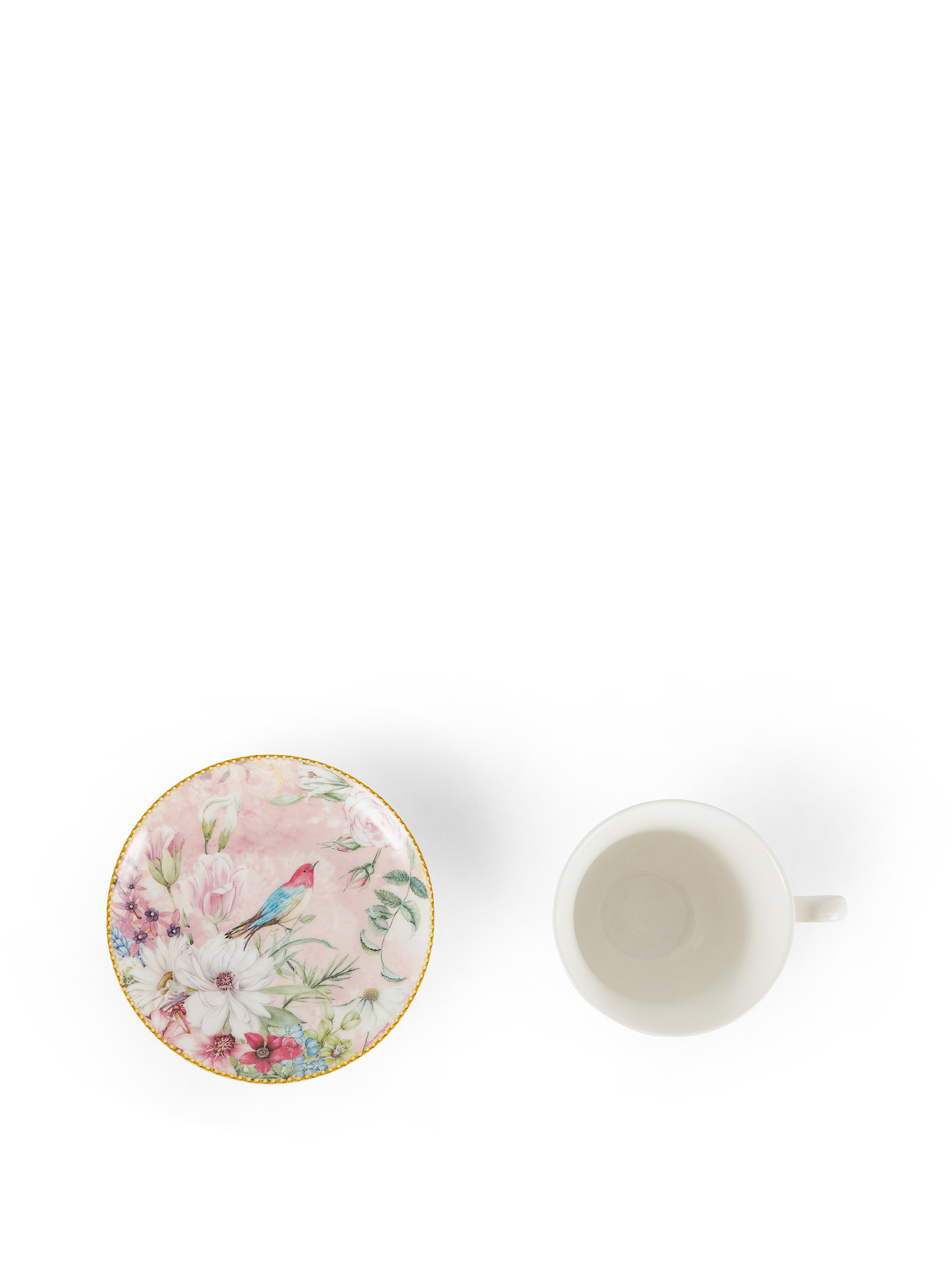 New bone china tea cup with bird motif, Pink, large image number 1