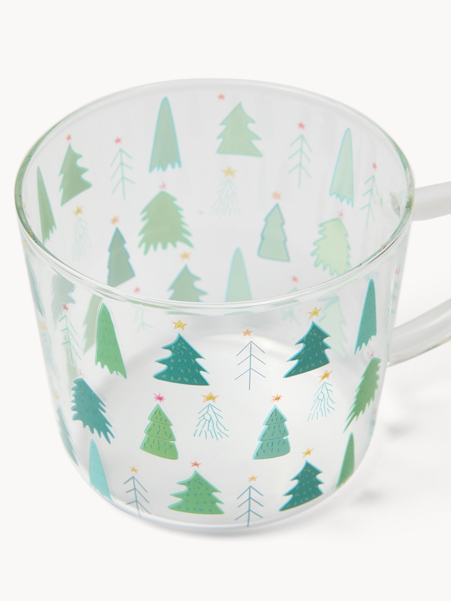 Tazze colazione in vetro borosilicato dettagli natalizi, Trasparente, large image number 1