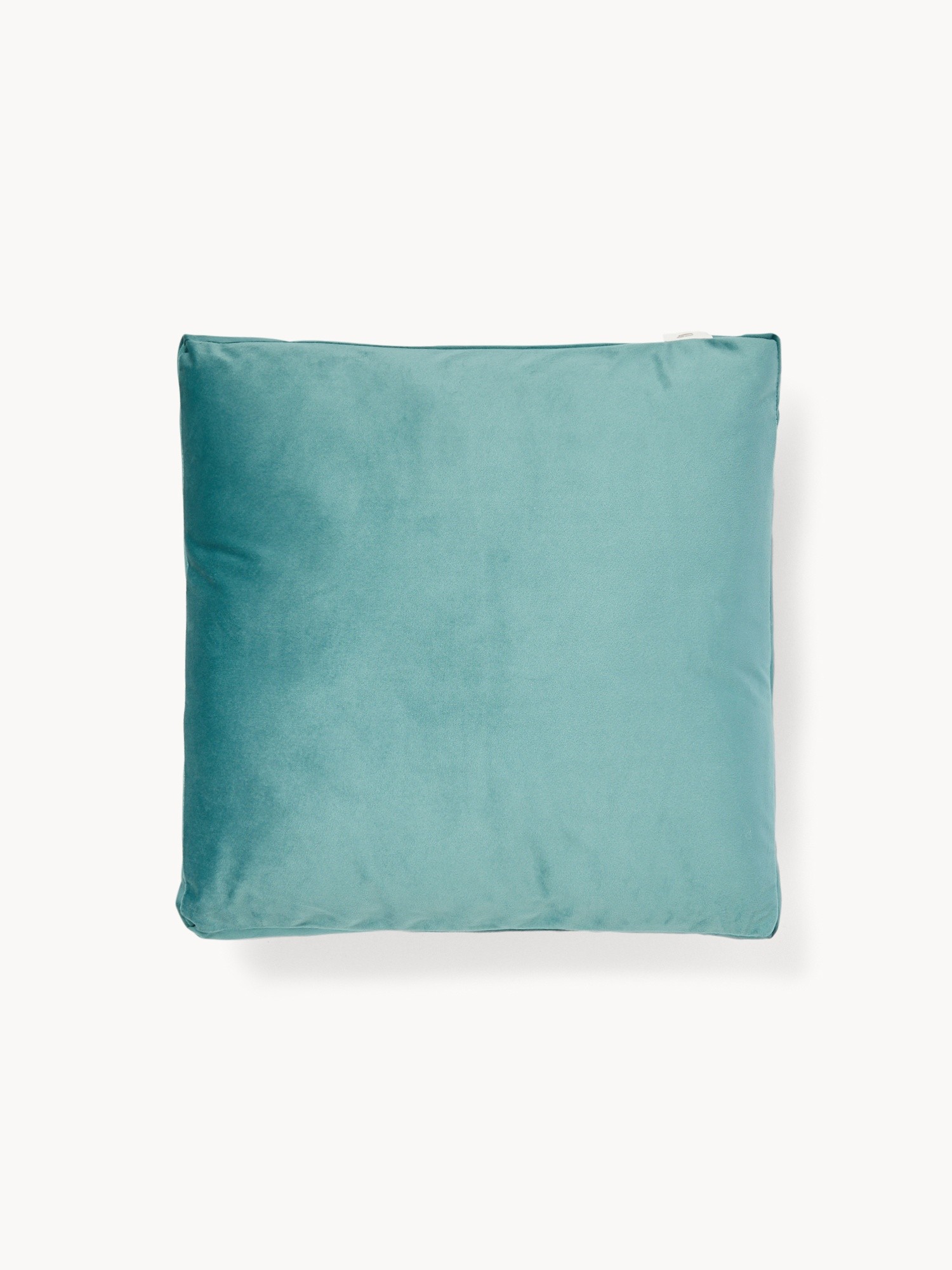 Velvet pillow with two-tone band - Discounted Price, Blue, large image number 1