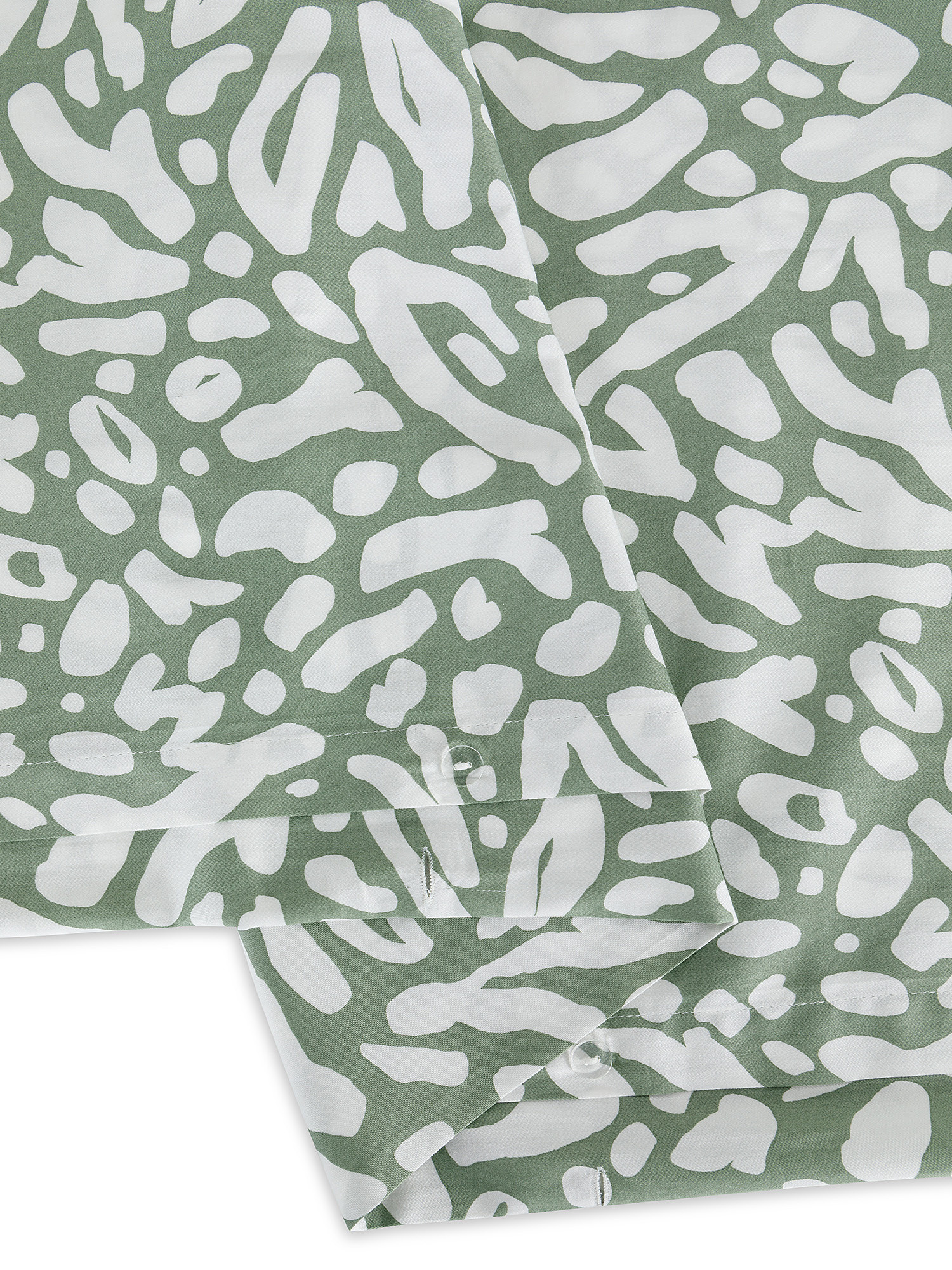 Parure copripiumino raso di cotone fantasia astratta, Verde, large image number 1