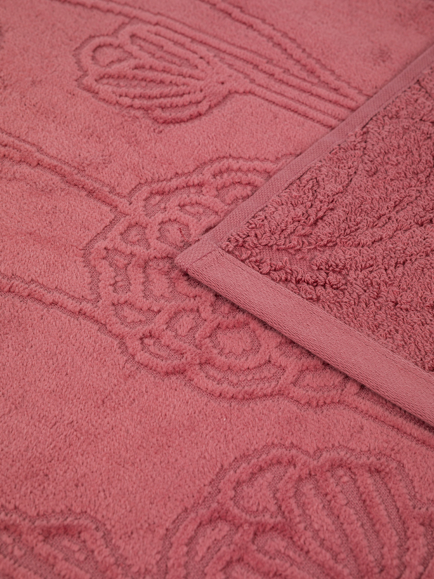Cotton velor towel with floral pattern, Pink, large image number 2