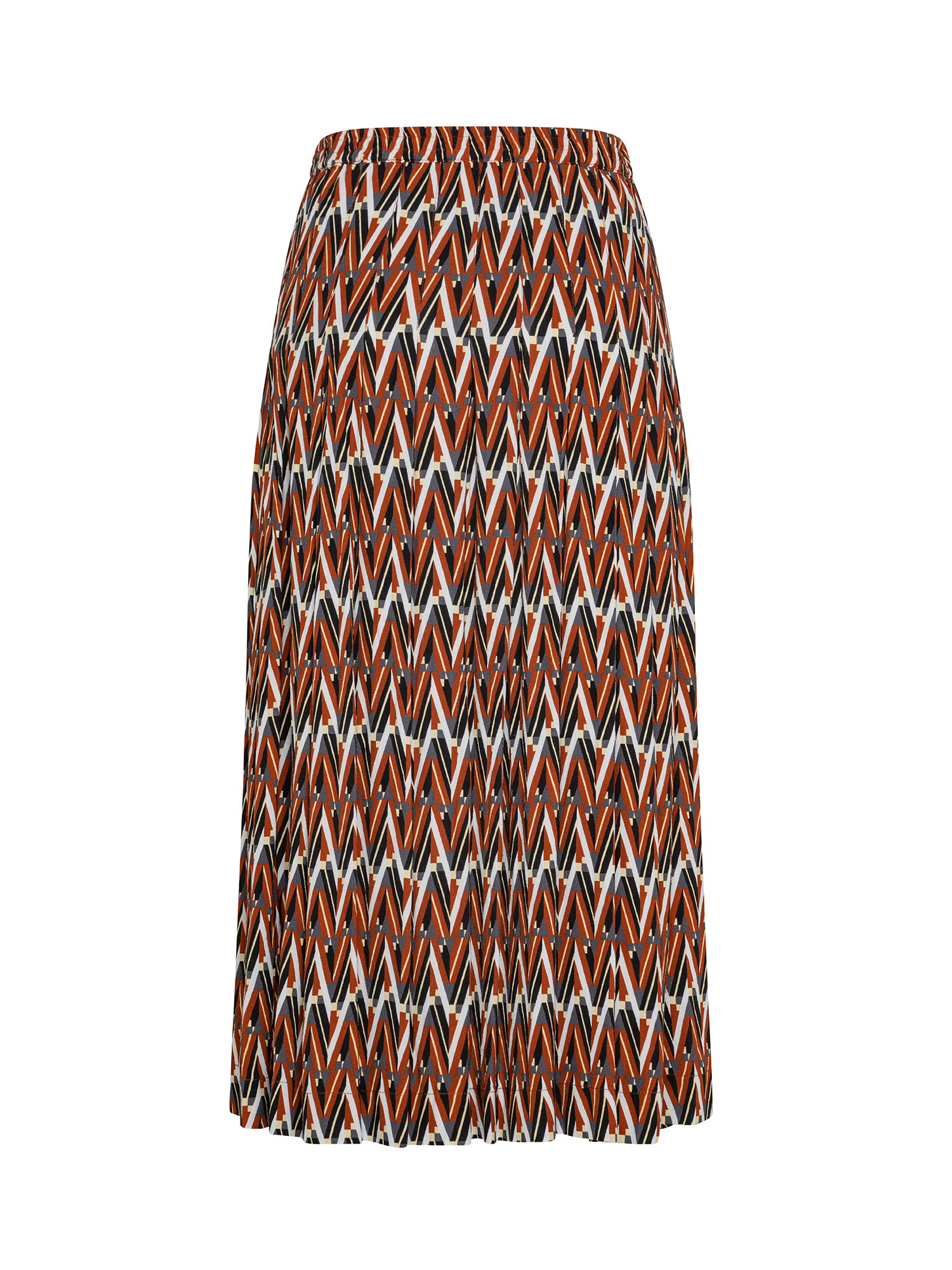 Pleated midi skirt in viscose crepe, Brown, large image number 1