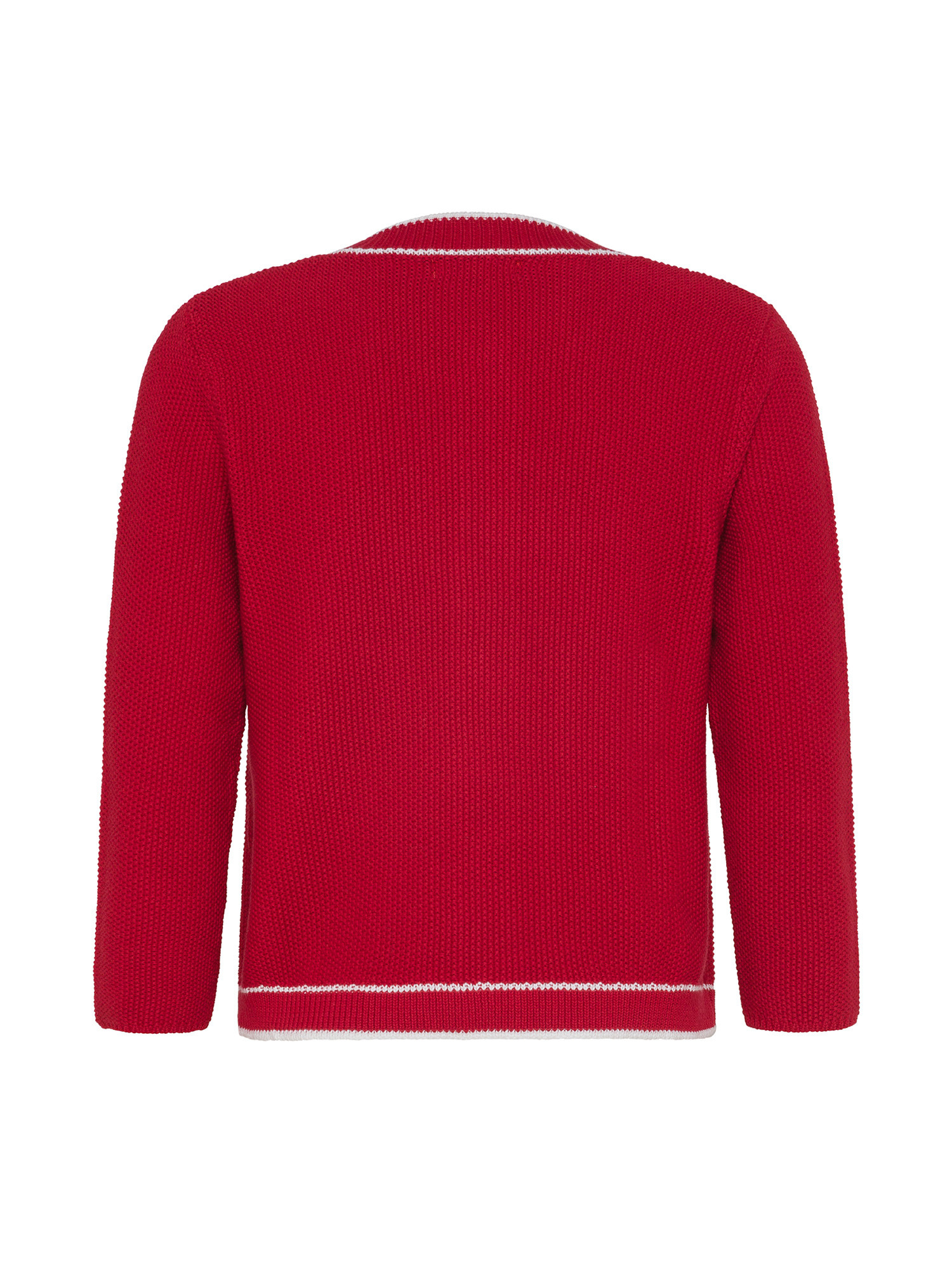 Koan - Short rice stitch cardigan in cotton, Red, large image number 1