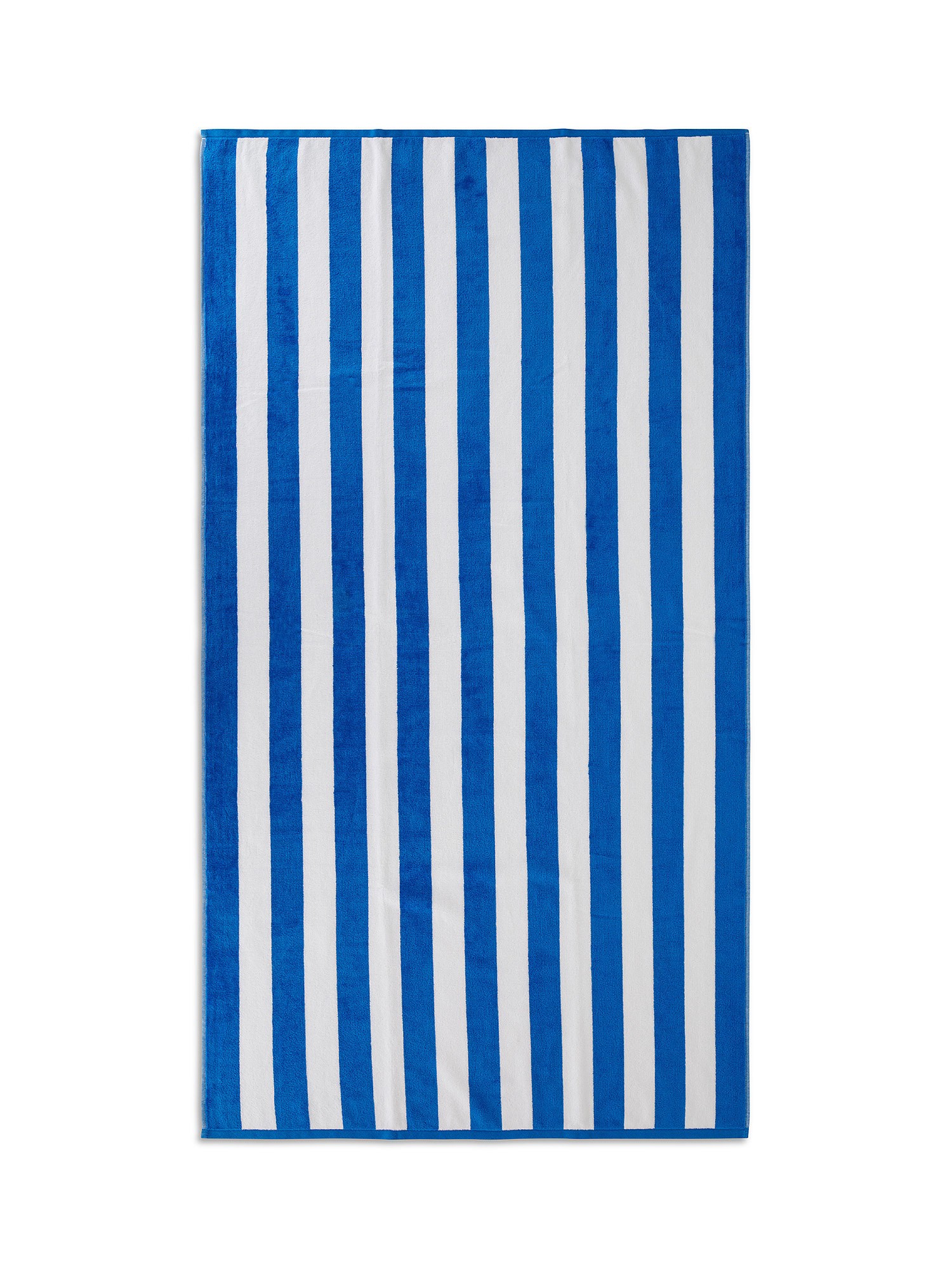 Telo mare cotone velour motivo a righe, Azzurro, large image number 0