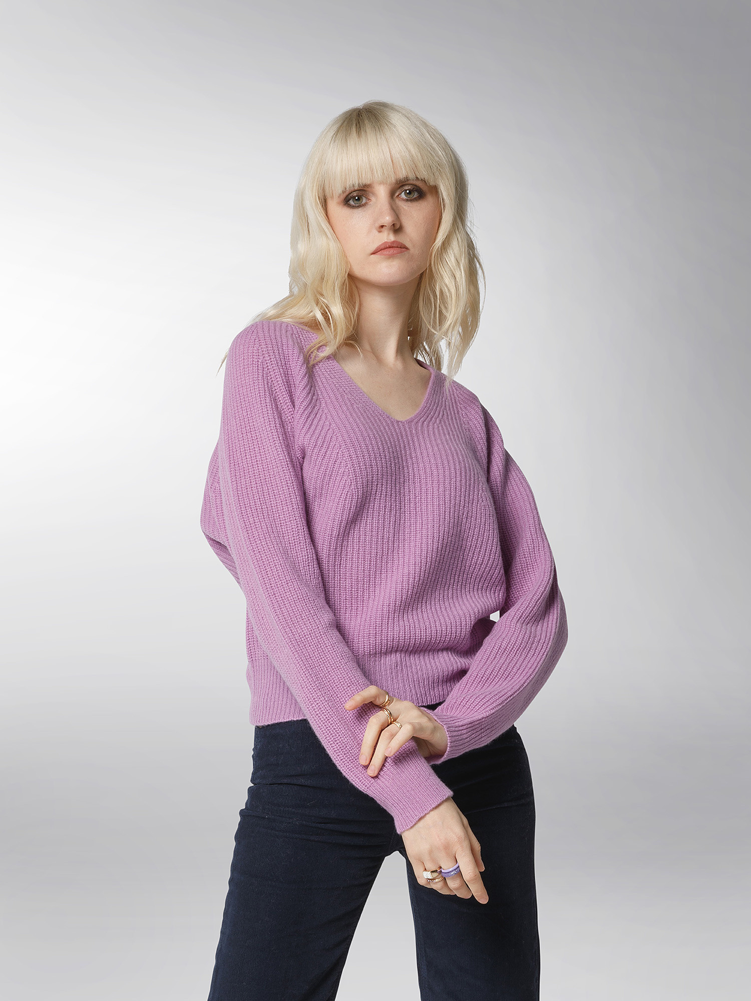 K Collection - V-neck sweater, Purple Lilac, large image number 3