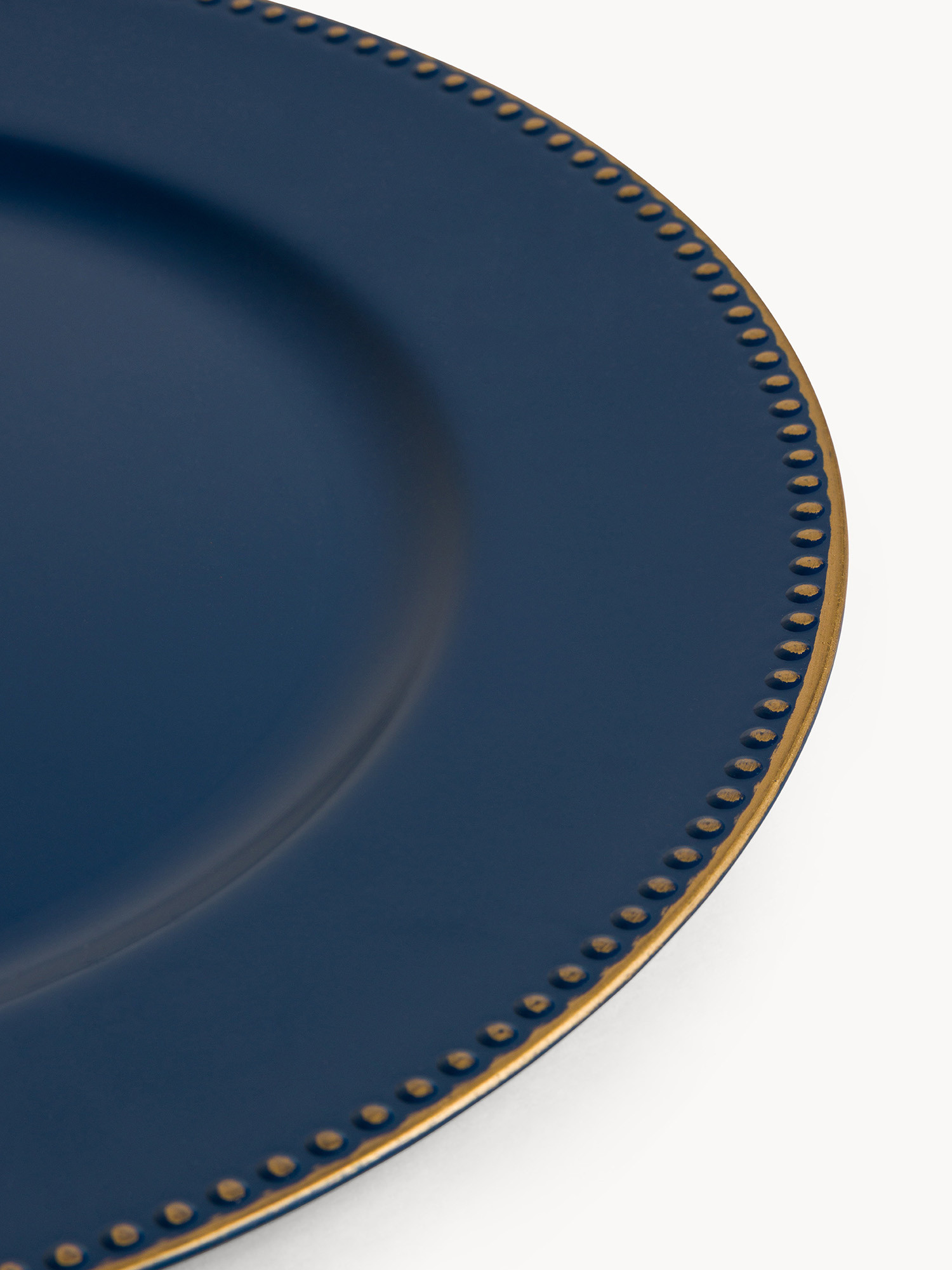 Sottopiatto in plastica con filo oro, Blu scuro, large image number 1
