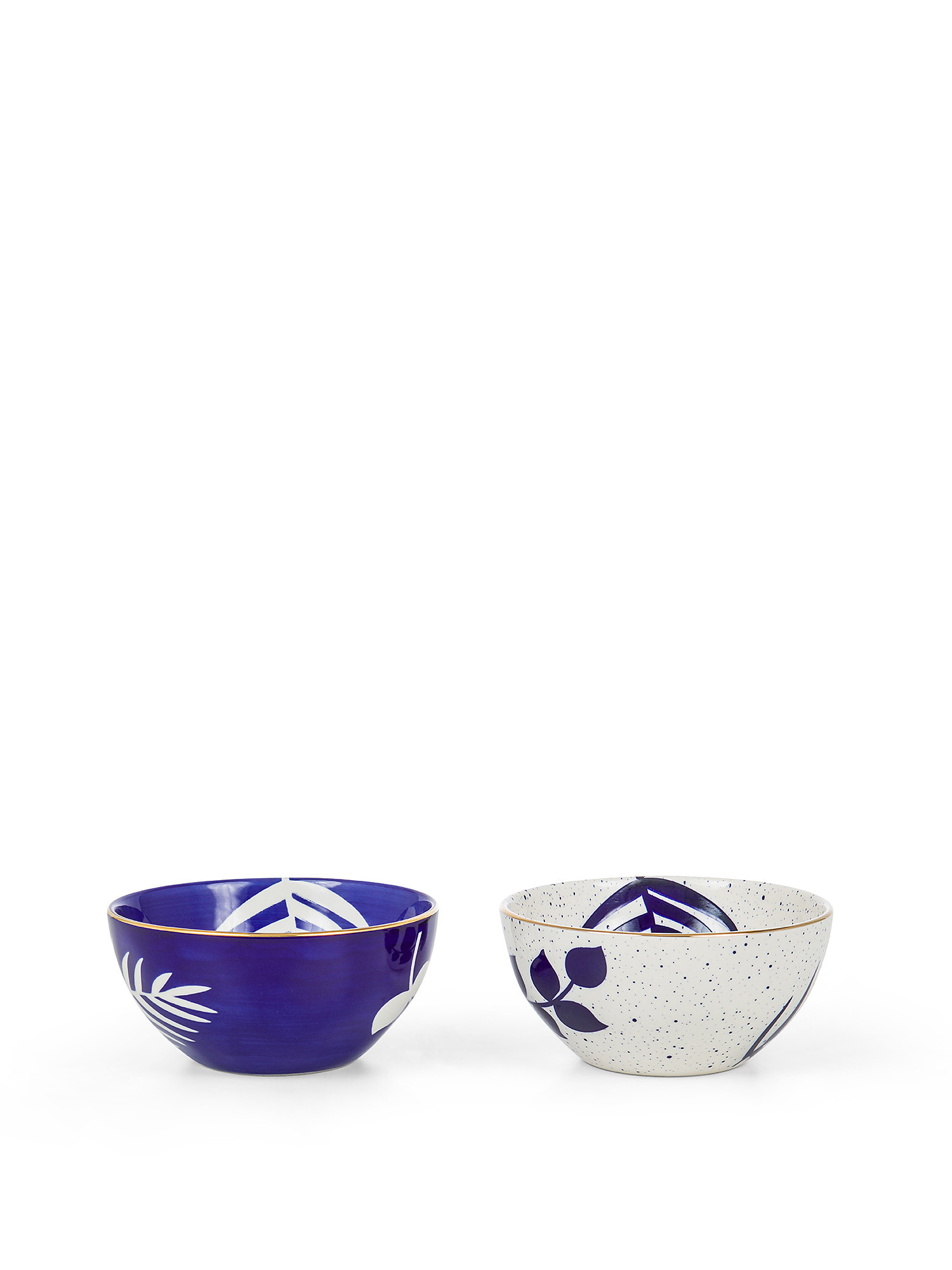 Foliage motif stoneware bowls, Blue, large image number 0