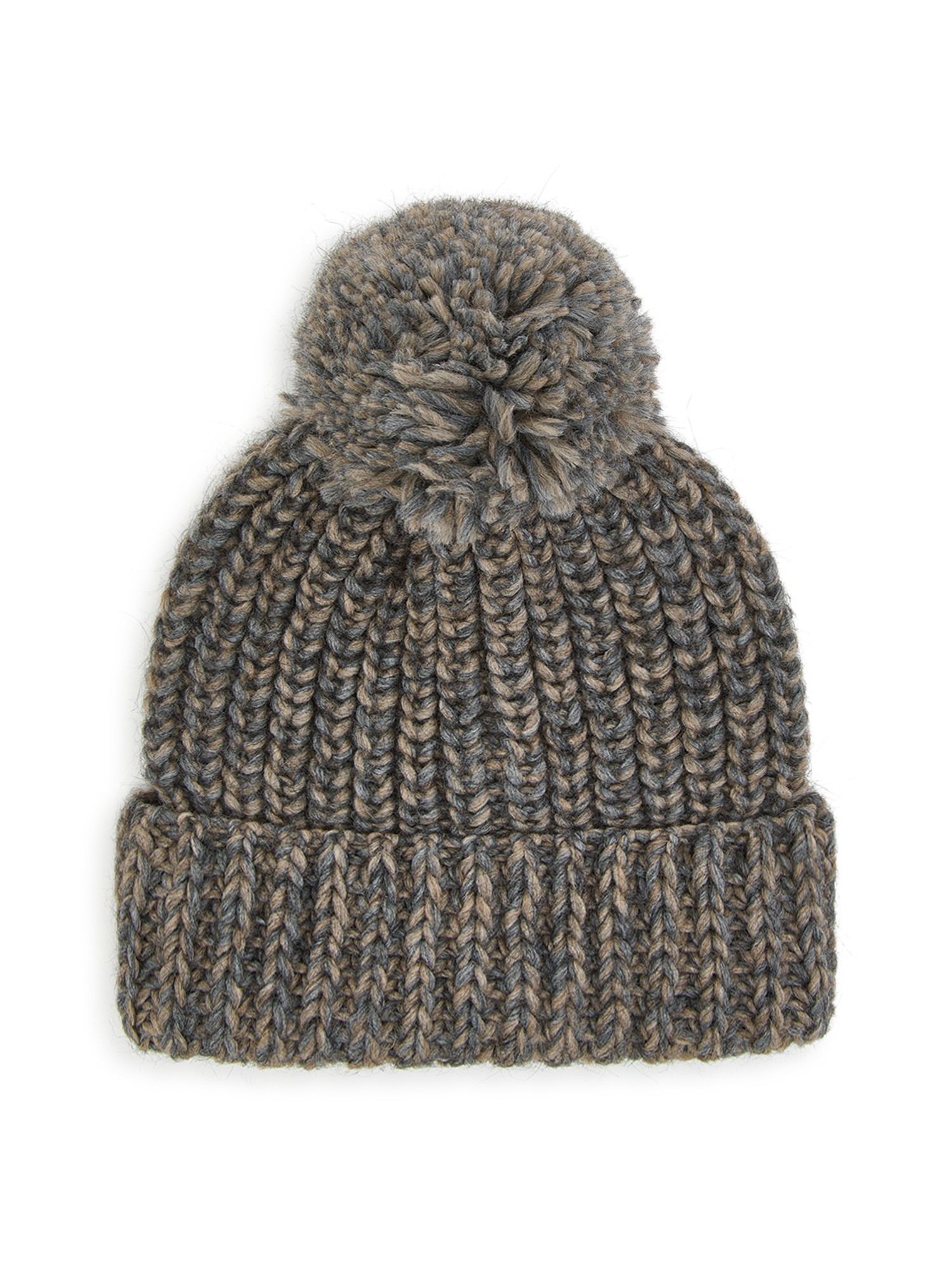 Luca D'Altieri - Beanie with pompon, Taupe Grey, large image number 0