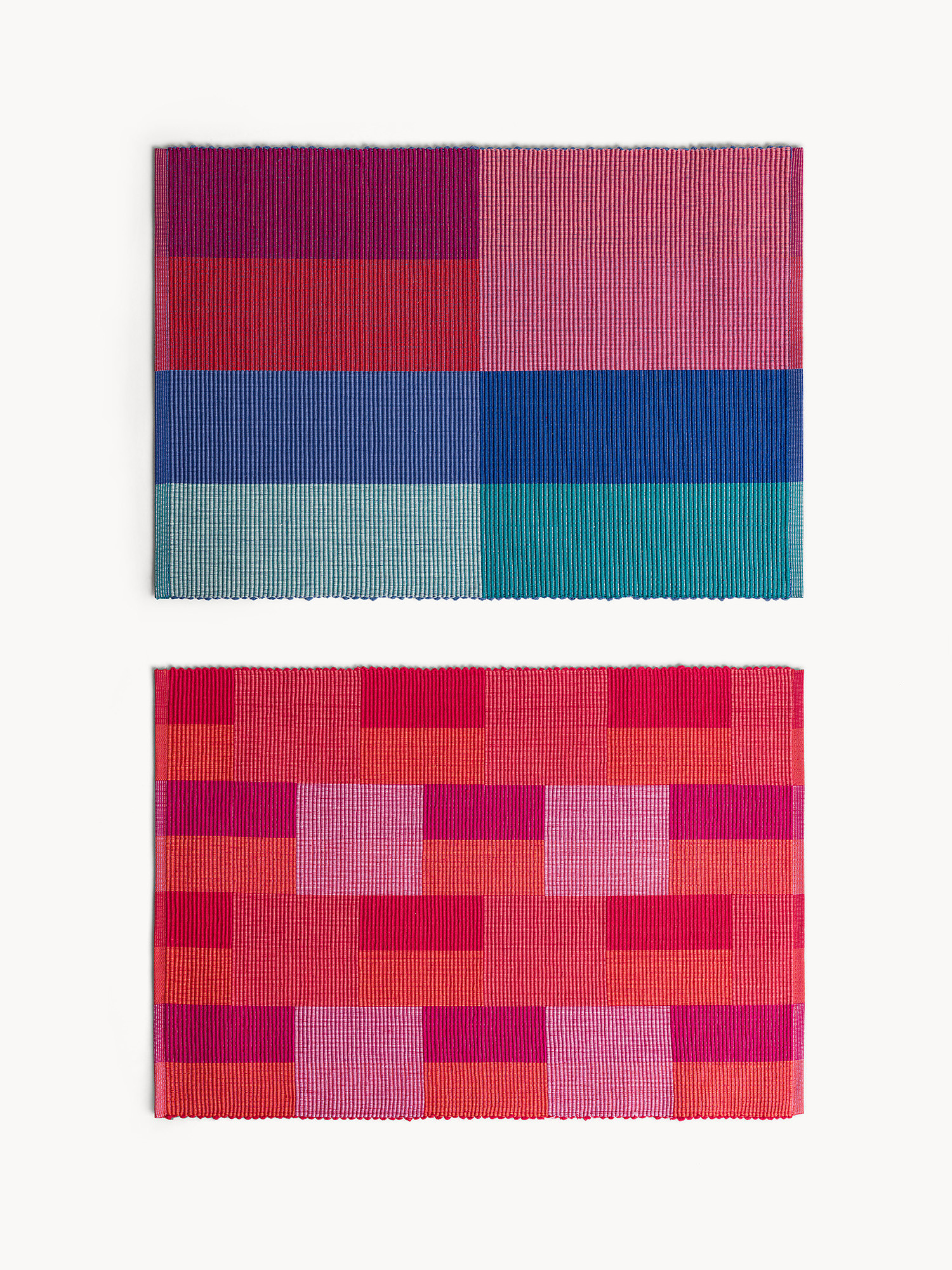Set 2 tovagliette in puro cotone motivo geometrico, Multicolor, large image number 0