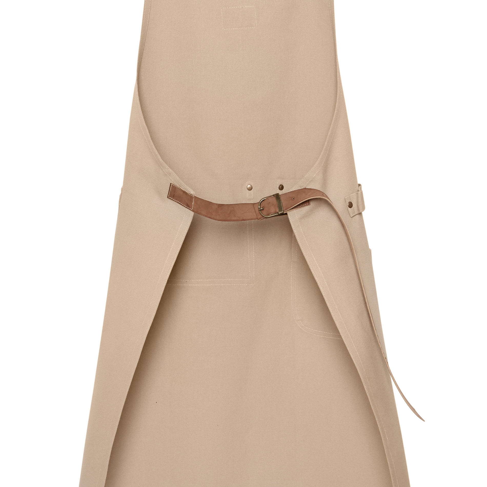 100% cotton kitchen apron with leather-look details, Beige, large image number 1