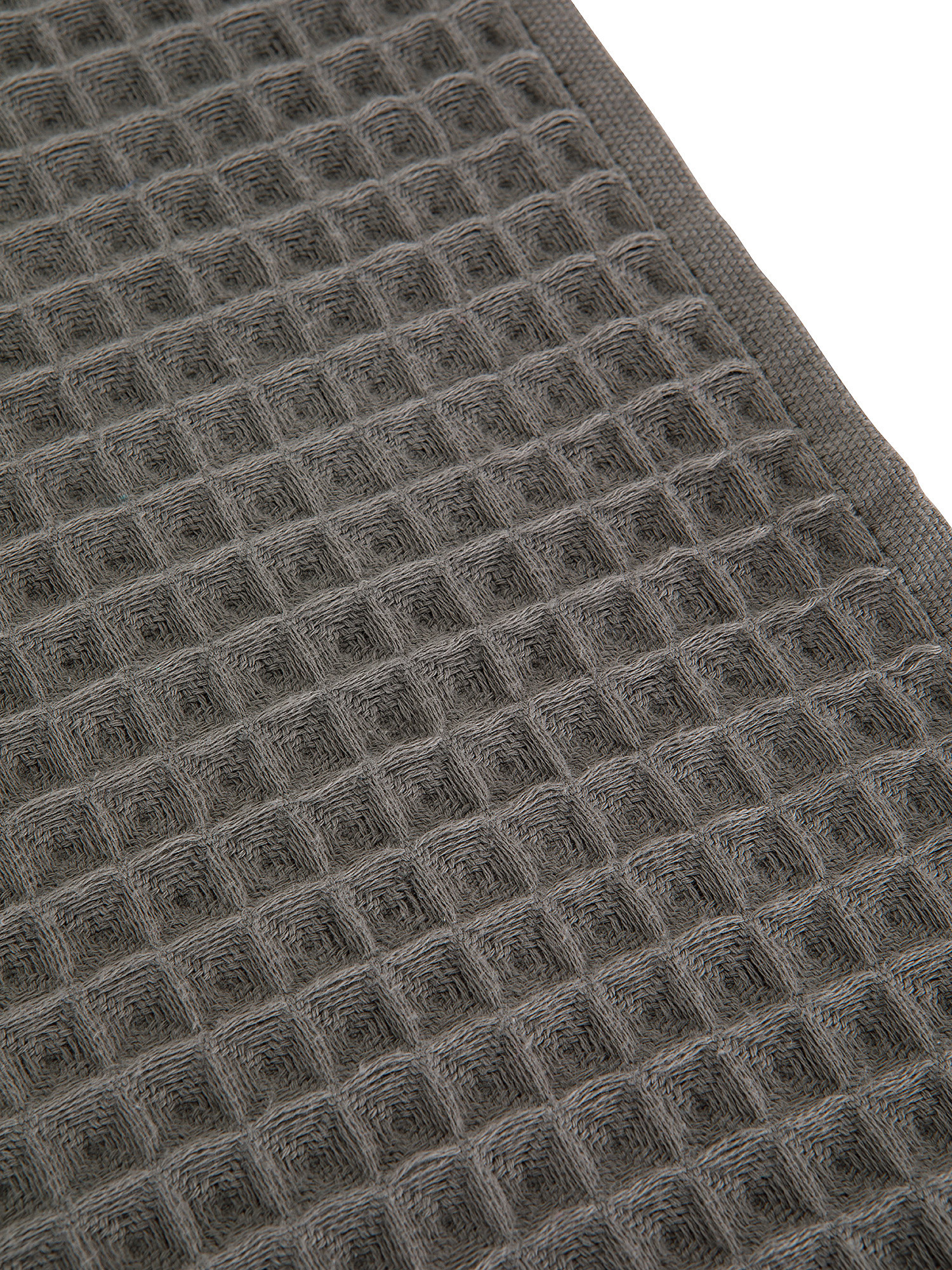 Set of 2 solid color honeycomb cotton towels, Grey, large image number 3