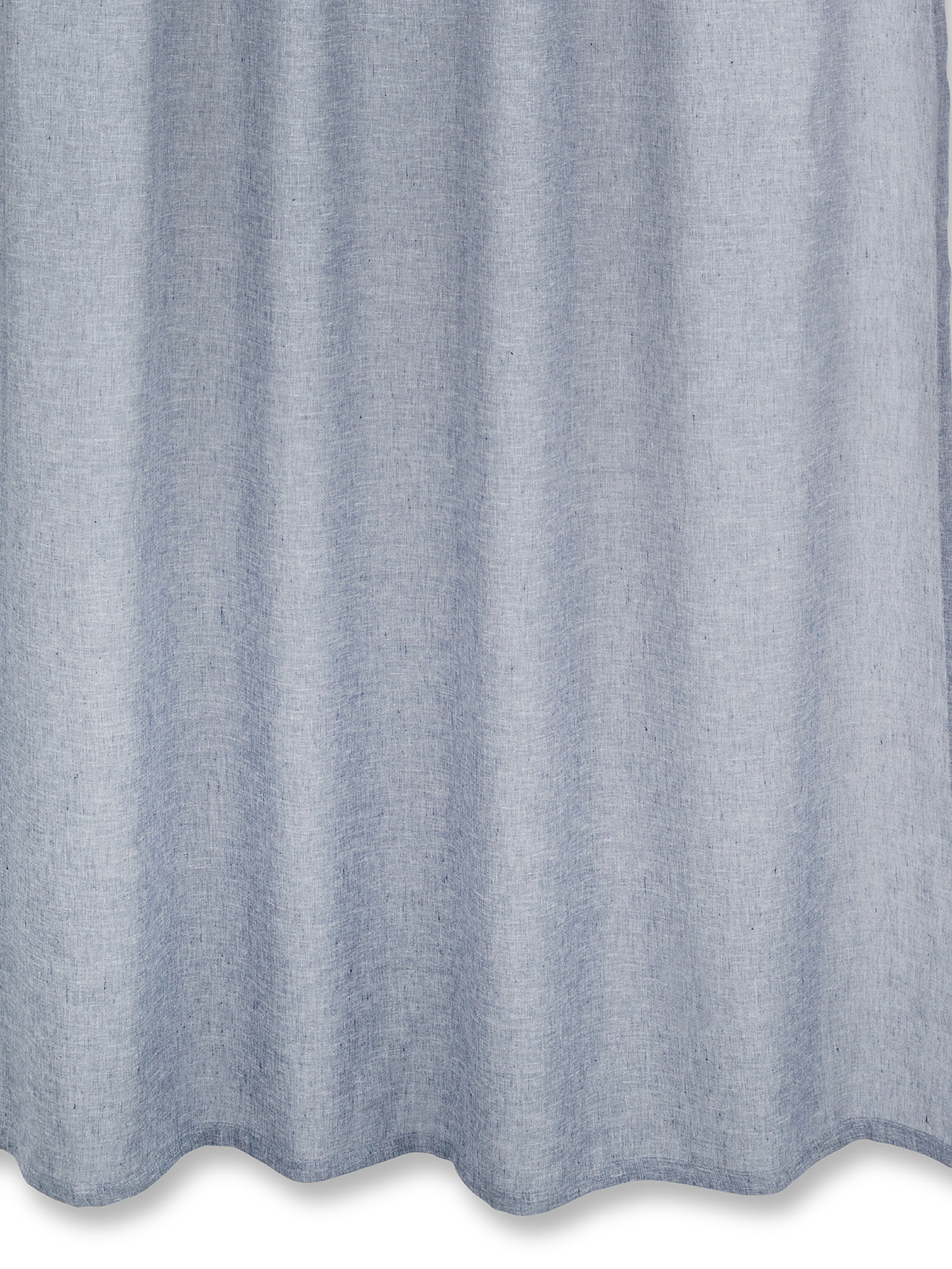 Solid color washed effect linen blend curtain, Blue, large image number 0