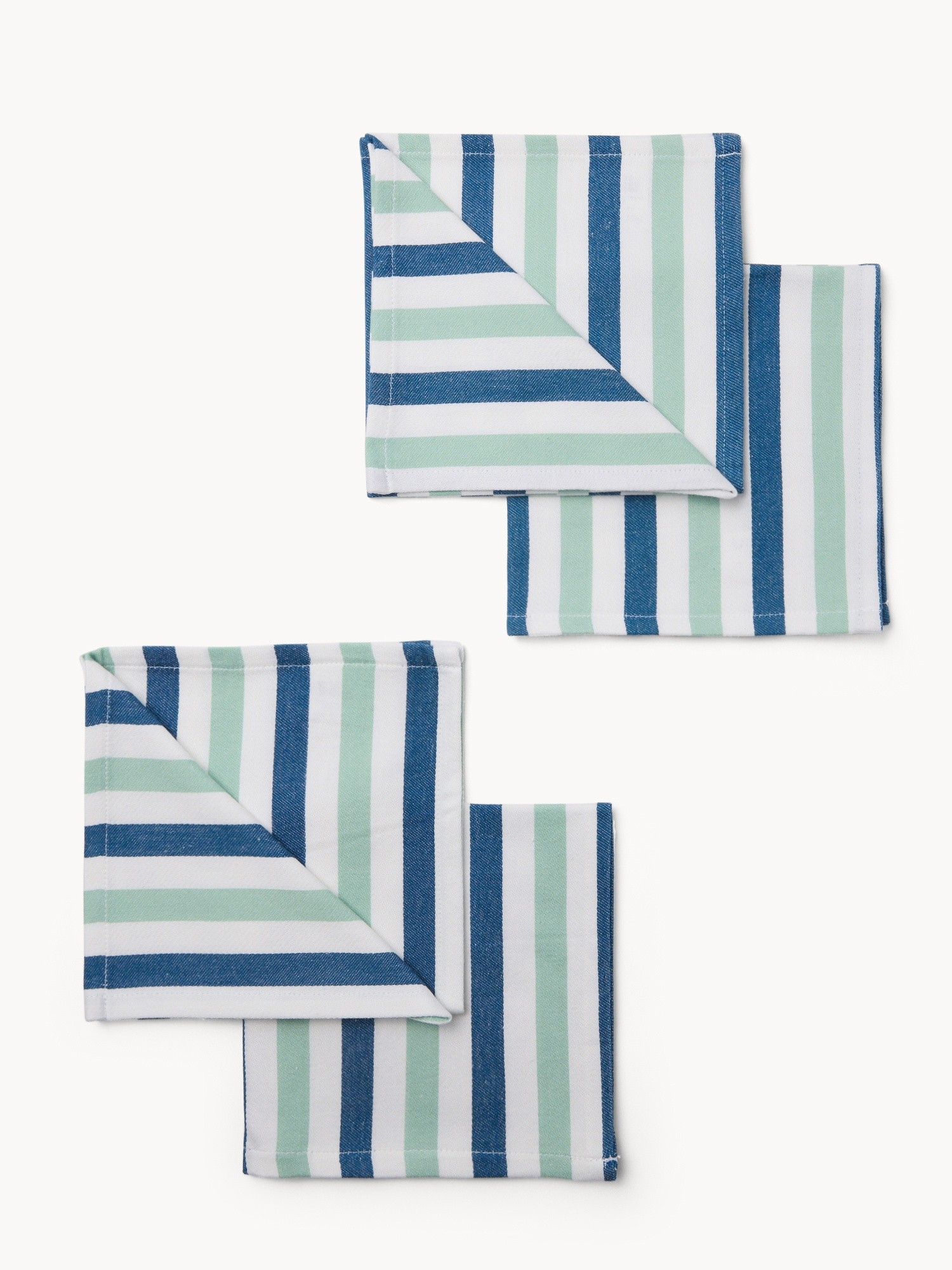 Set of 4 Jacquard Napkins with Marine Border - Introductory Price, Verde/Azzurro, large image number 1