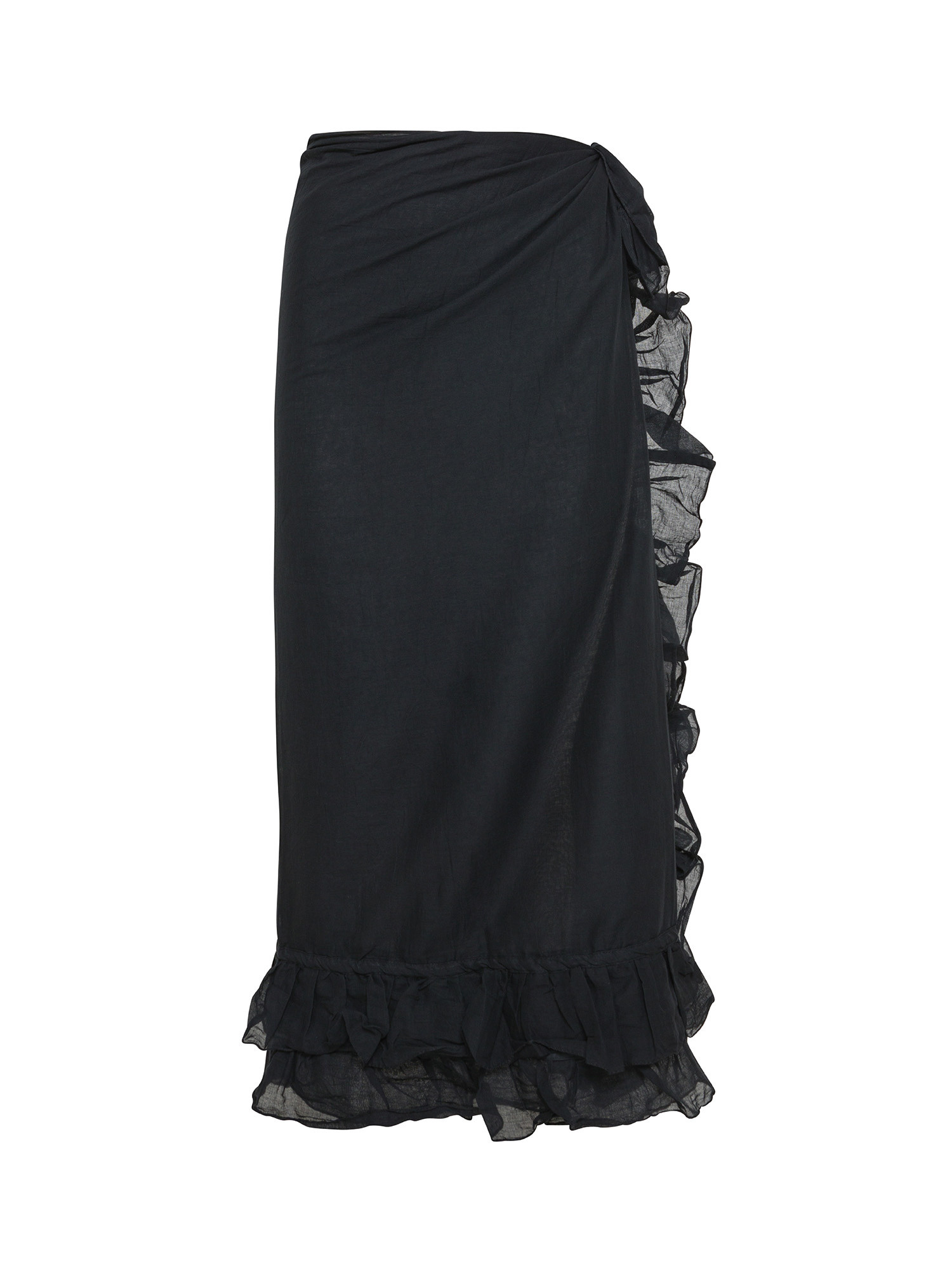 Koan - Sarong in cotton with ruffles, Black, large image number 0