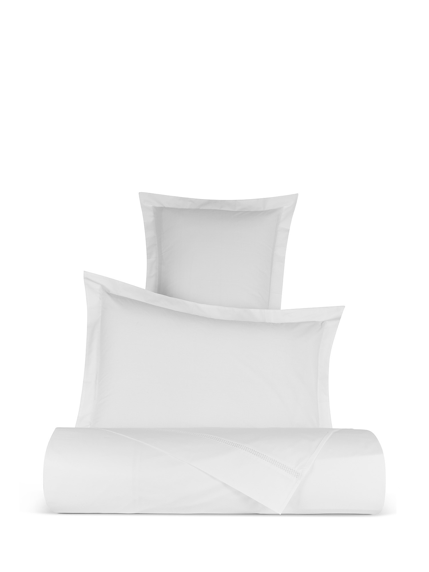 Portofino flat sheet in 100% cotton percale with drawn thread work, White, large image number 0