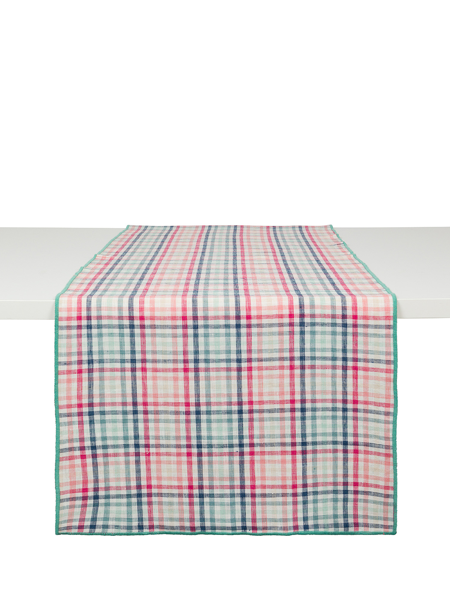 Pure linen runner with check pattern, Multicolor, large image number 0