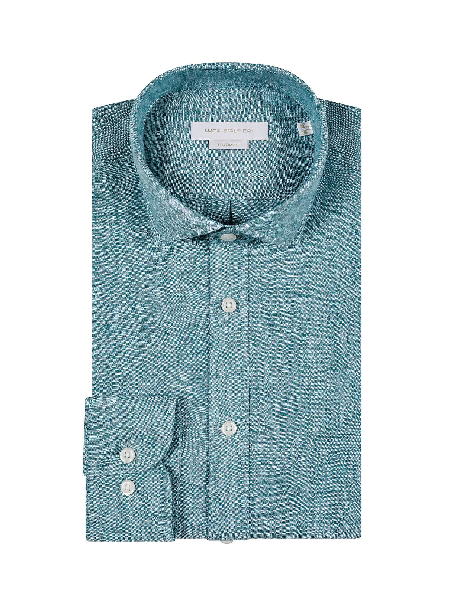 Camicia tailor fit in lino, Verde, large image number 2