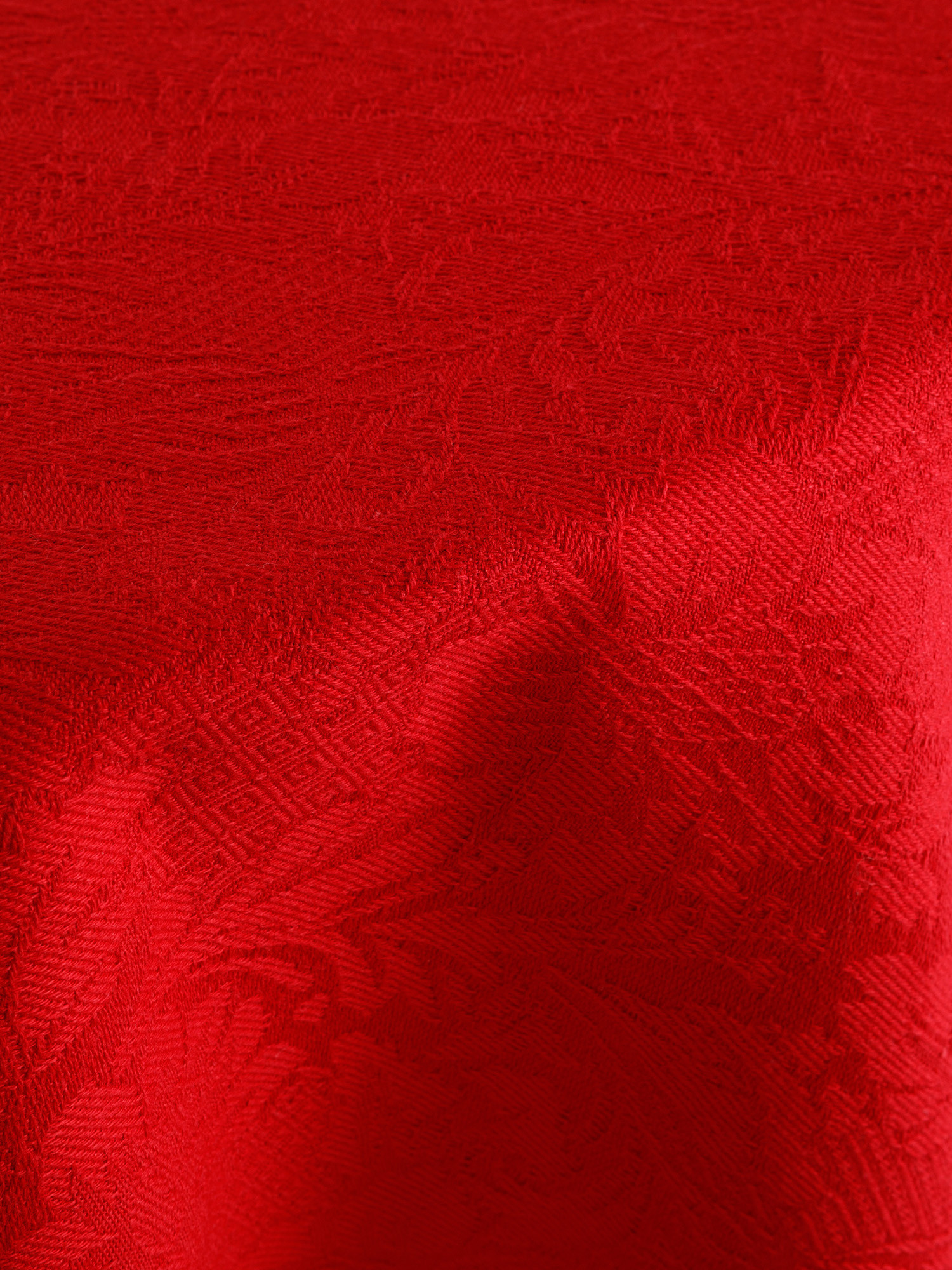 Tovaglia rotonda cotone tinta unita trama jacquard, Rosso, large image number 1