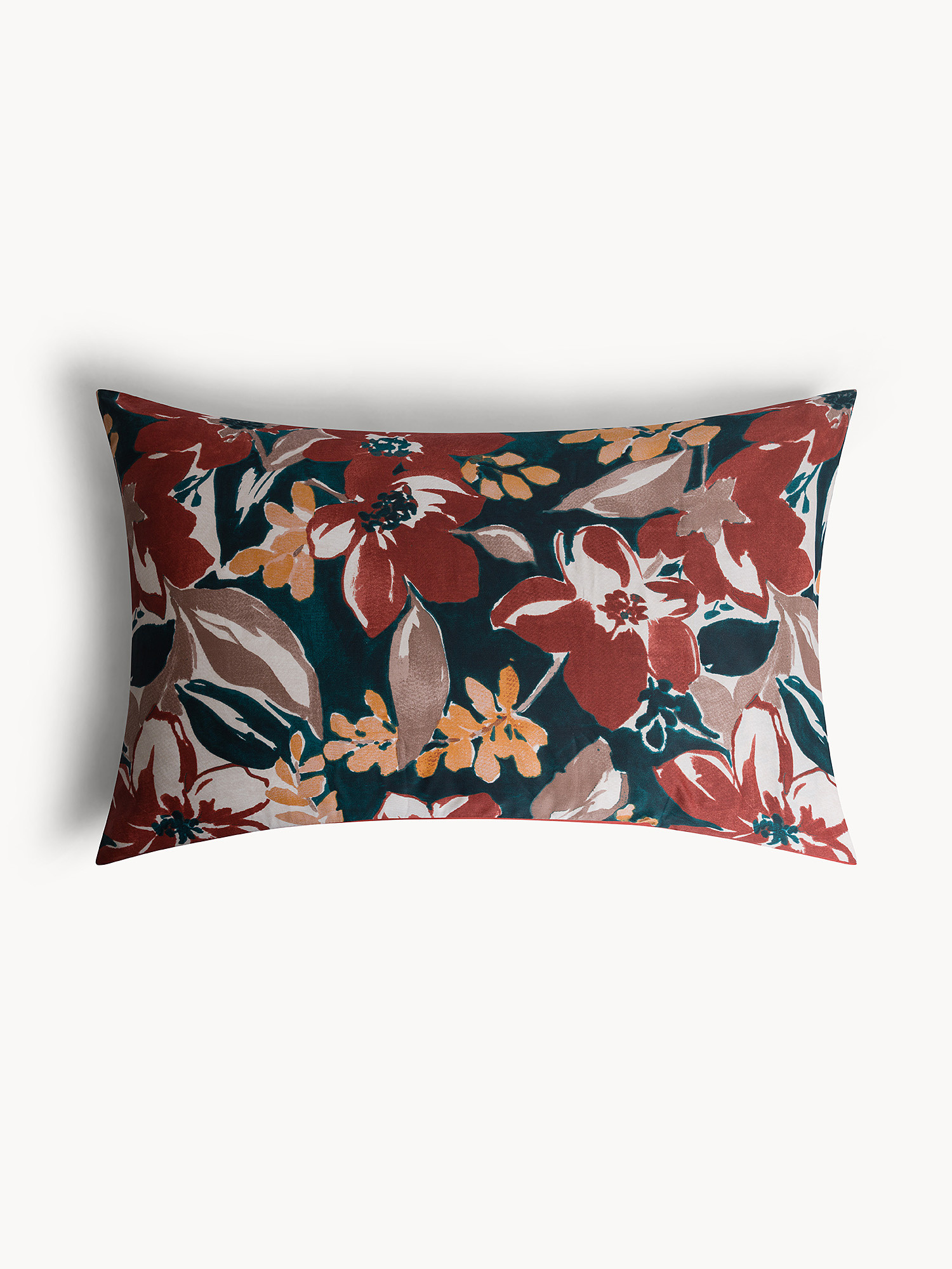 Cotton sateen pillowcase with floral print, Multicolor, large image number 0