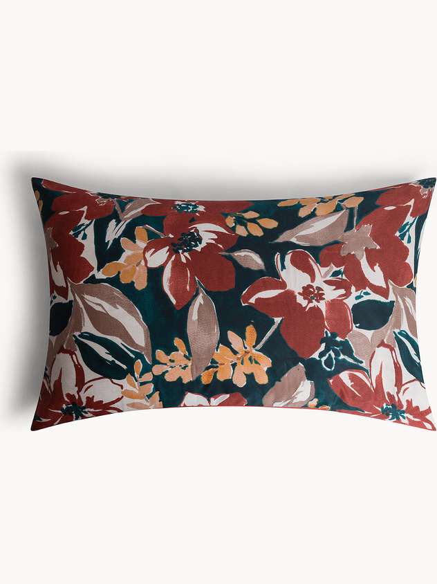 Cotton sateen pillowcase with floral print