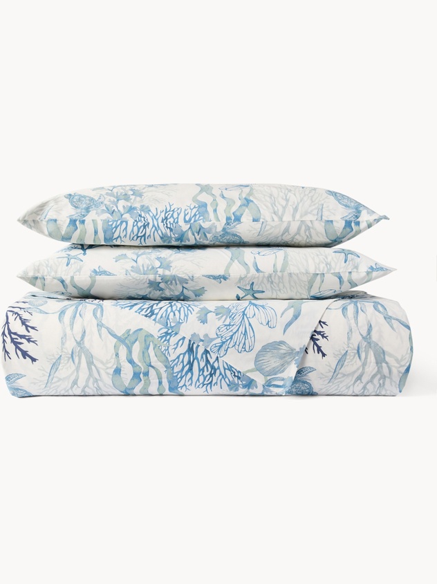 Cotton percale pillowcase with a nautical pattern