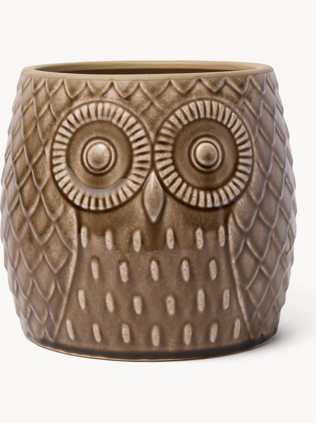 Cachepot in ceramica a forma di gufo
