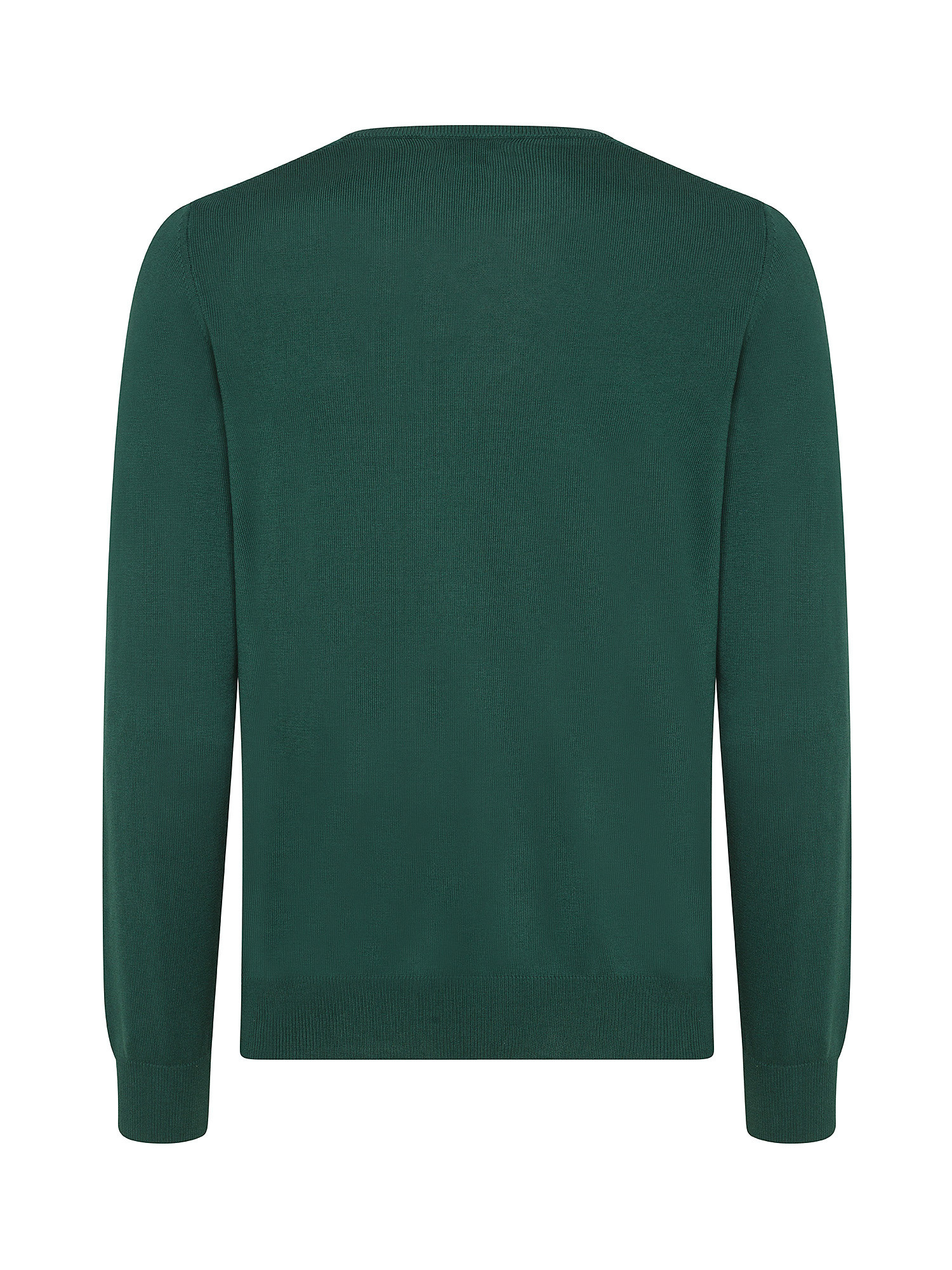 Luca D'Altieri - V-neck pullover in extrafine pure cotton, Dark Green, large image number 1
