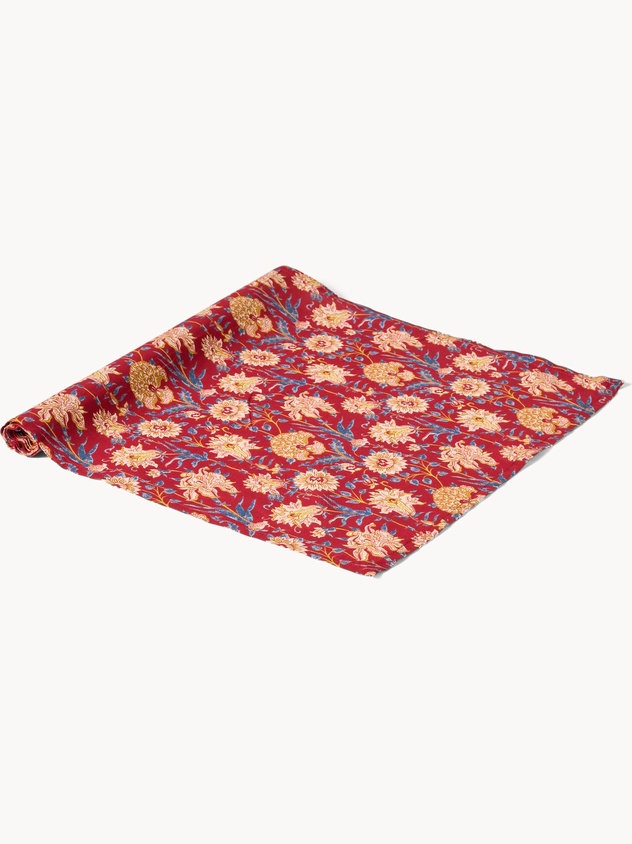 Runner in voile di cotone con stampa block print