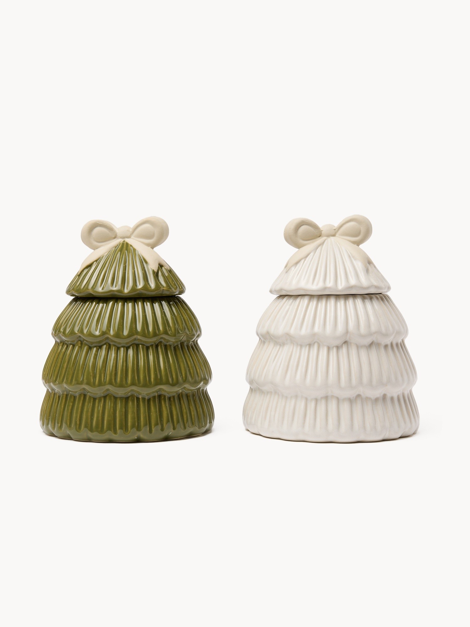 Stoneware jar shaped like a Christmas tree, Bianco/Verde, large image number 0