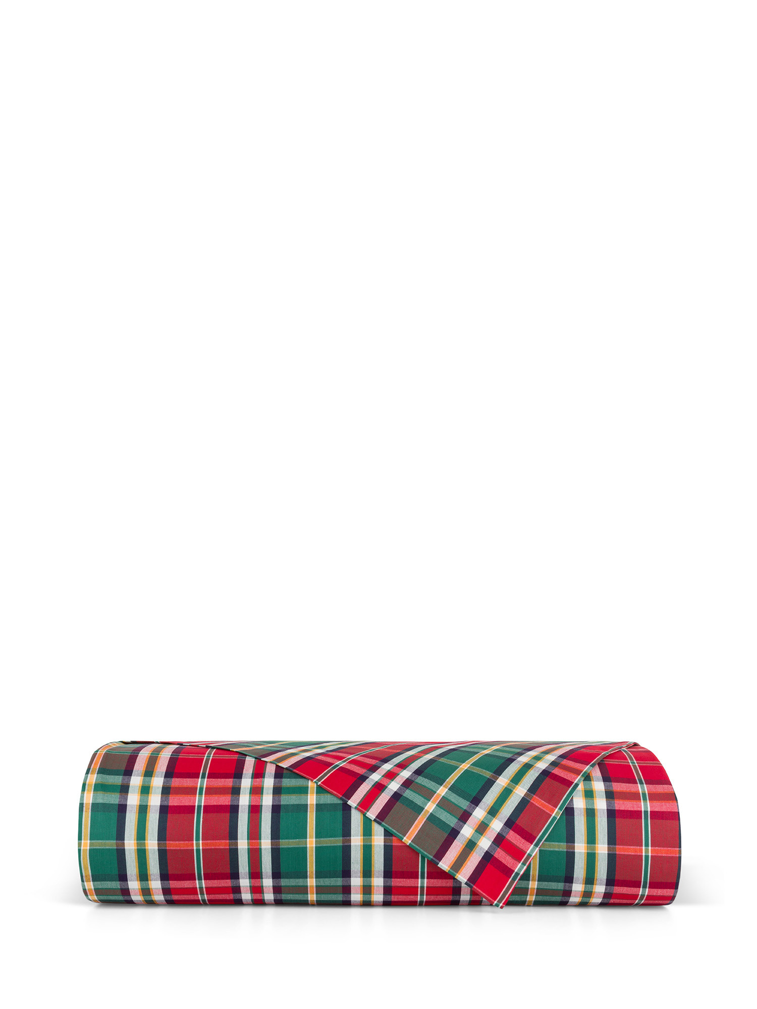Cotton flannelette tartan duvet cover, Green, large image number 1