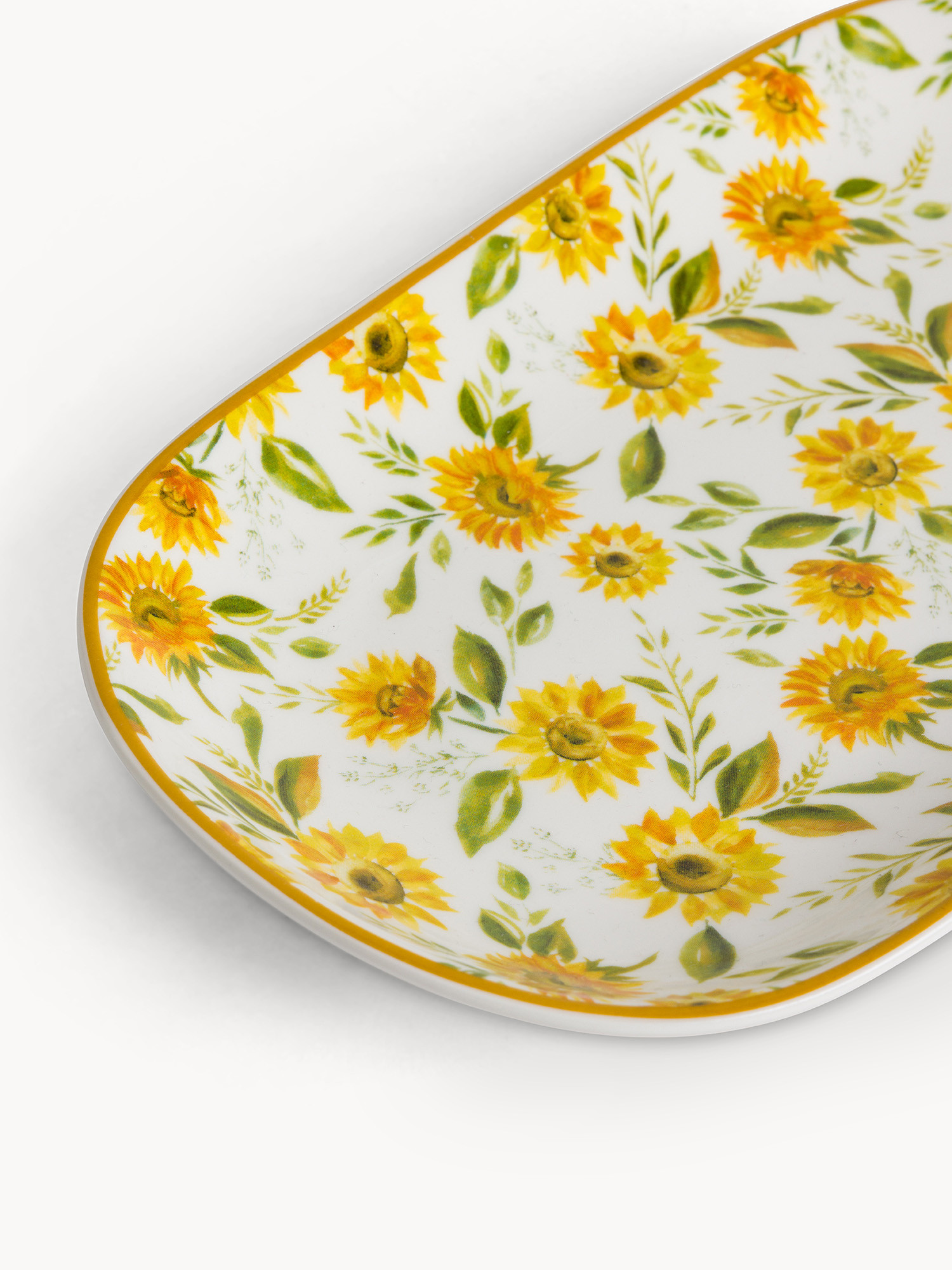 Piattino ovale new bone china motivo girasoli, Multicolor, large image number 1