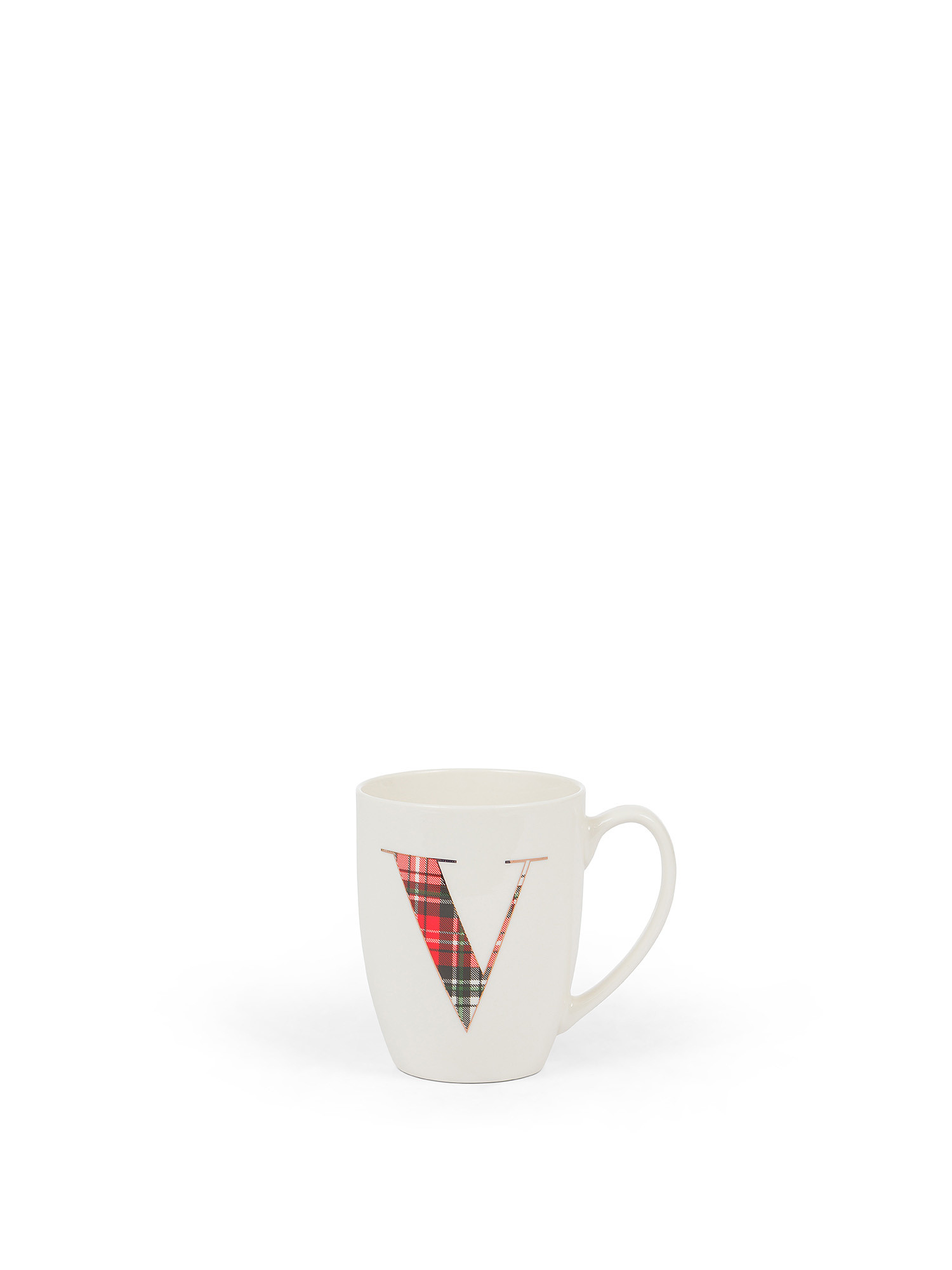 Tartan letter porcelain mug, White, large image number 0