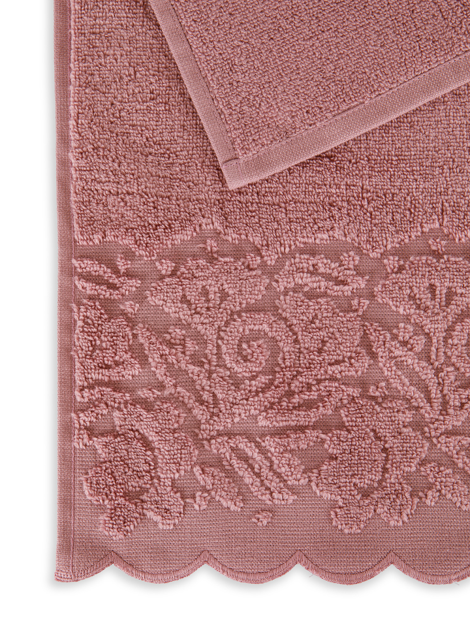 Asciugamano puro cotone bordo jacquard, Rosa, large image number 2