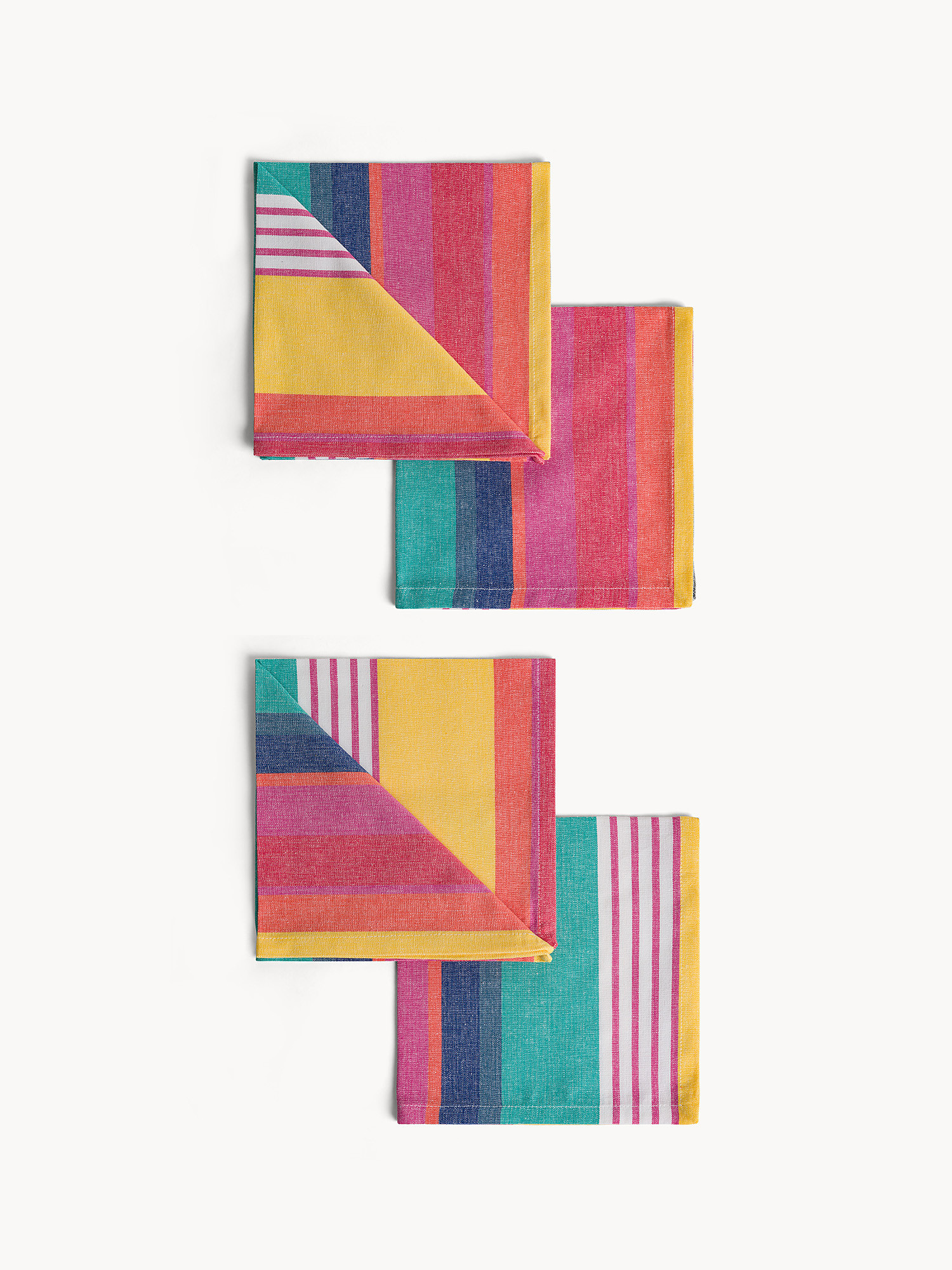 Set 4 tovaglioli in puro cotone a righe, Multicolor, large image number 0