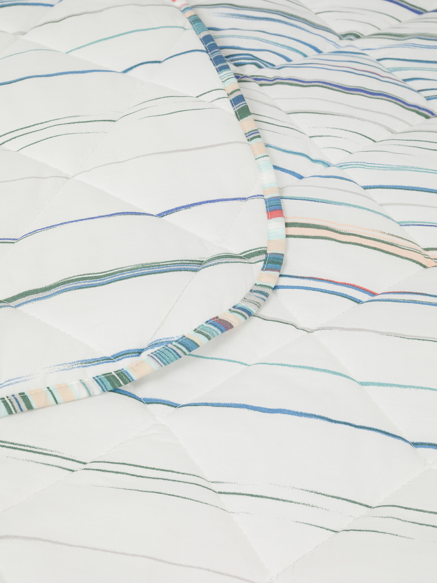 Striped patterned cotton quilt, Light Blue, large image number 1
