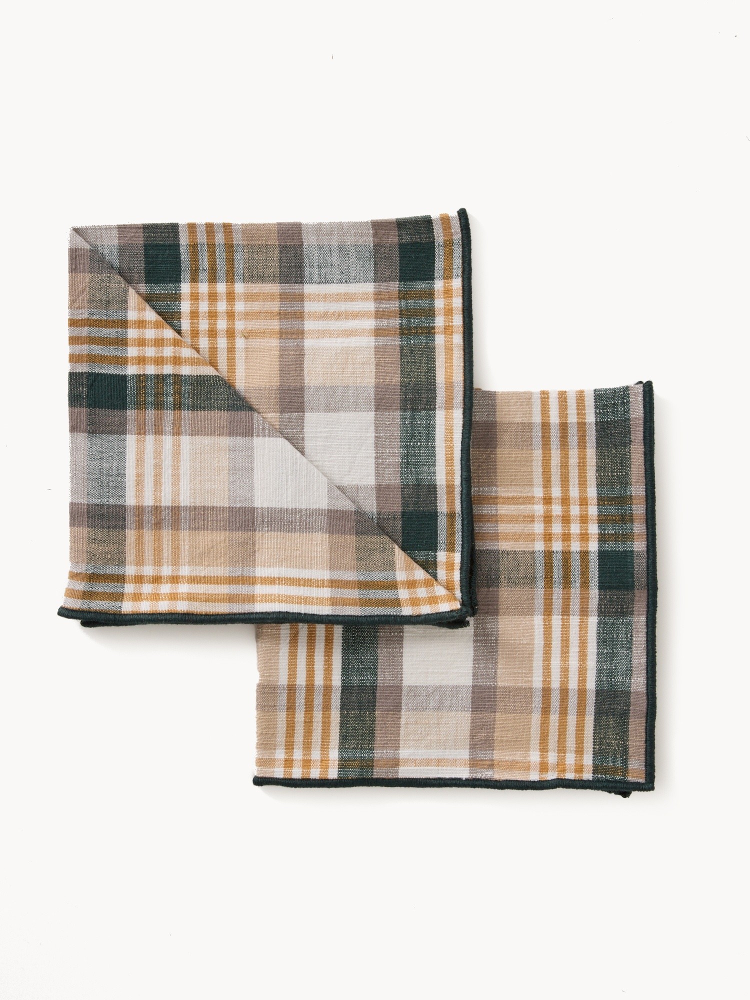 Set of 2 checkered yarn-dyed napkins, Verde/Naturale, large image number 0
