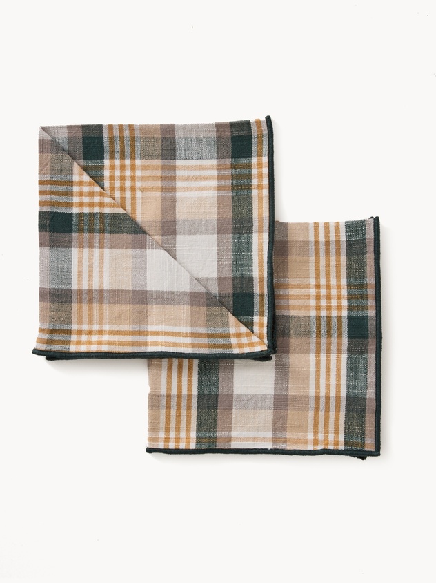 Set of 2 checkered yarn-dyed napkins