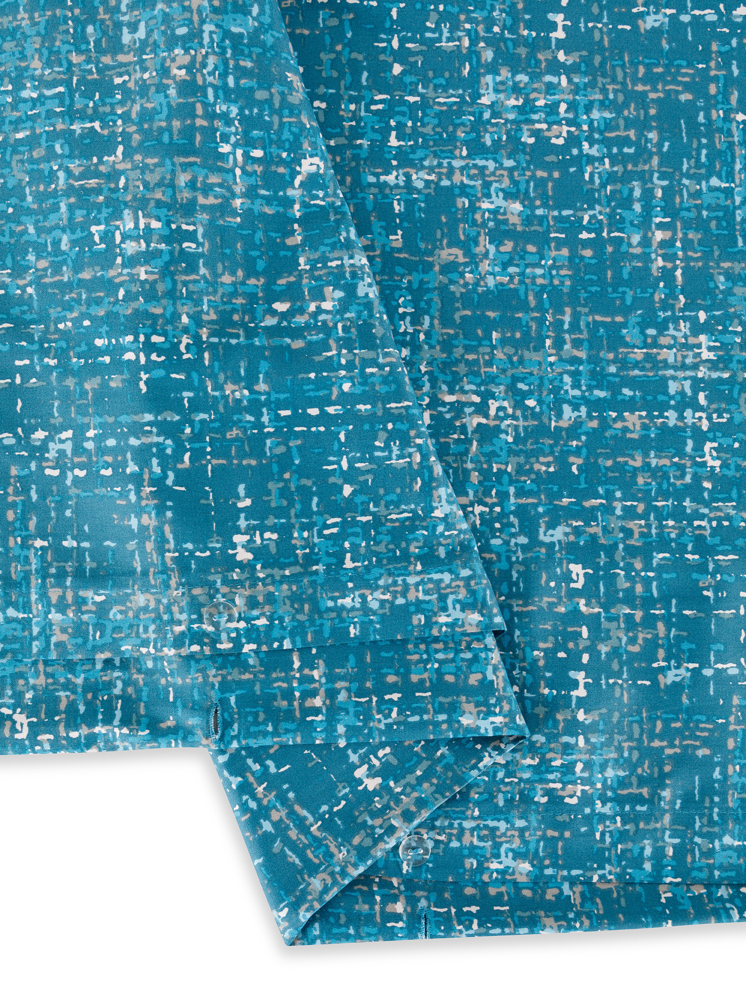 Parure copripiumino  raso di cotone motivo tweed, Blu, large