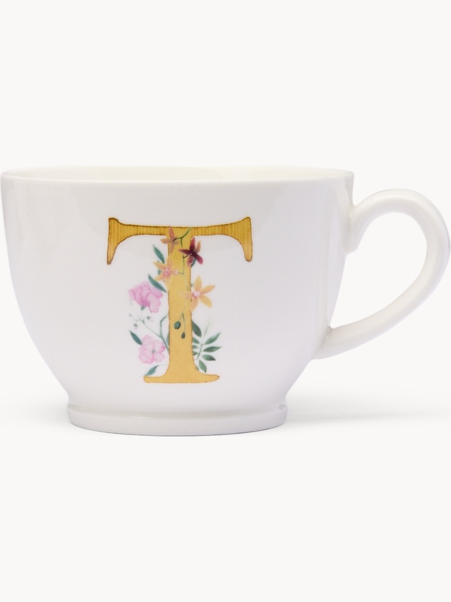 Tazza da colazione in new bone china lettera T