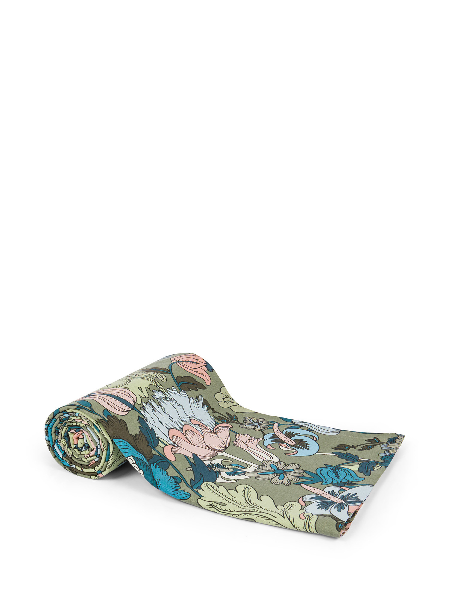 Flower print cotton throw, Green, large image number 0