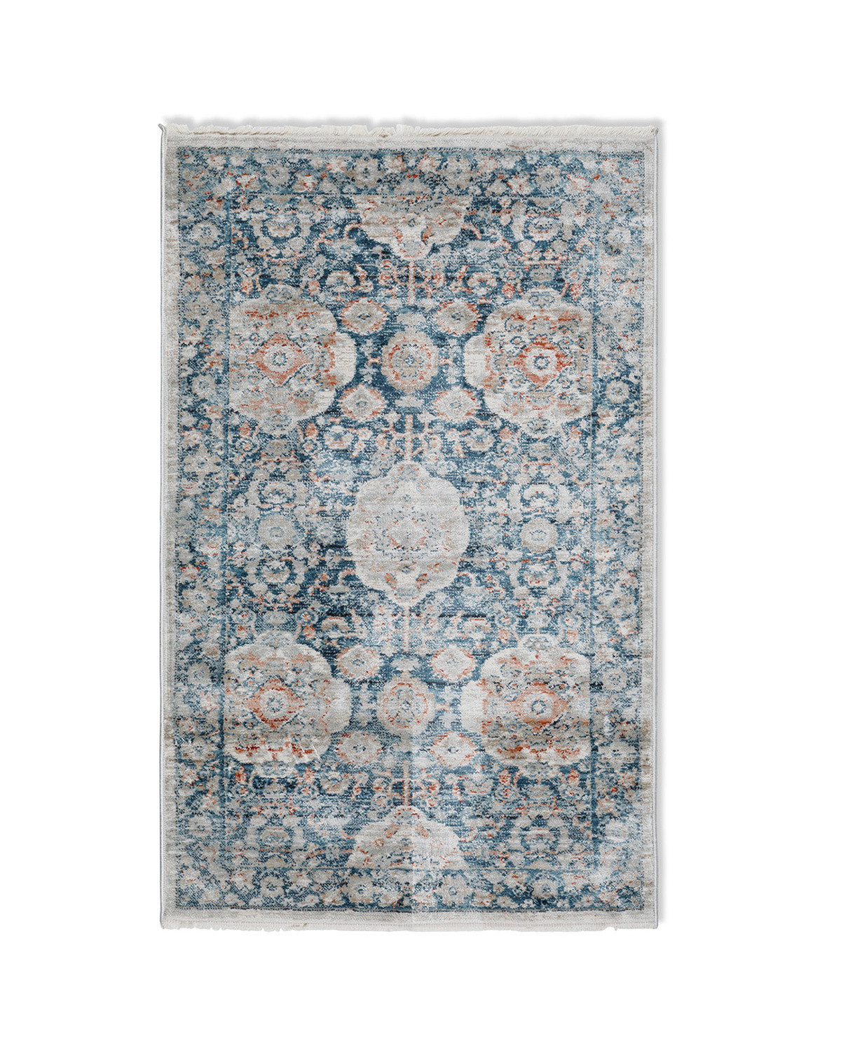 Fabric rug with ornamental motif, Blue, large image number 0