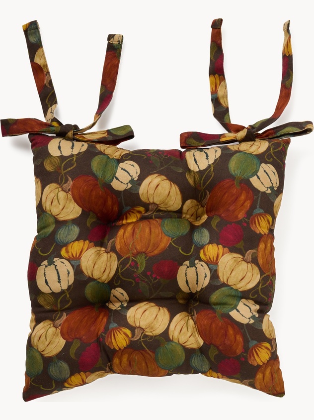 Cotton panama chair cushion with pumpkin print