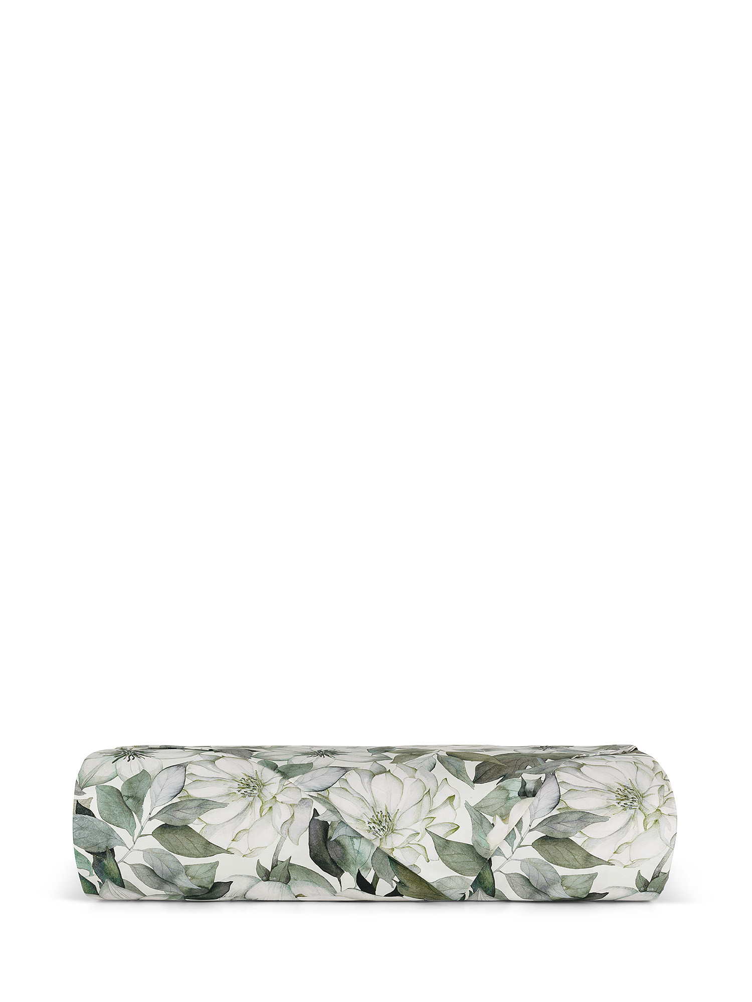 Lenzuolo liscio raso di cotone fantasia floreale, Verde, large image number 1