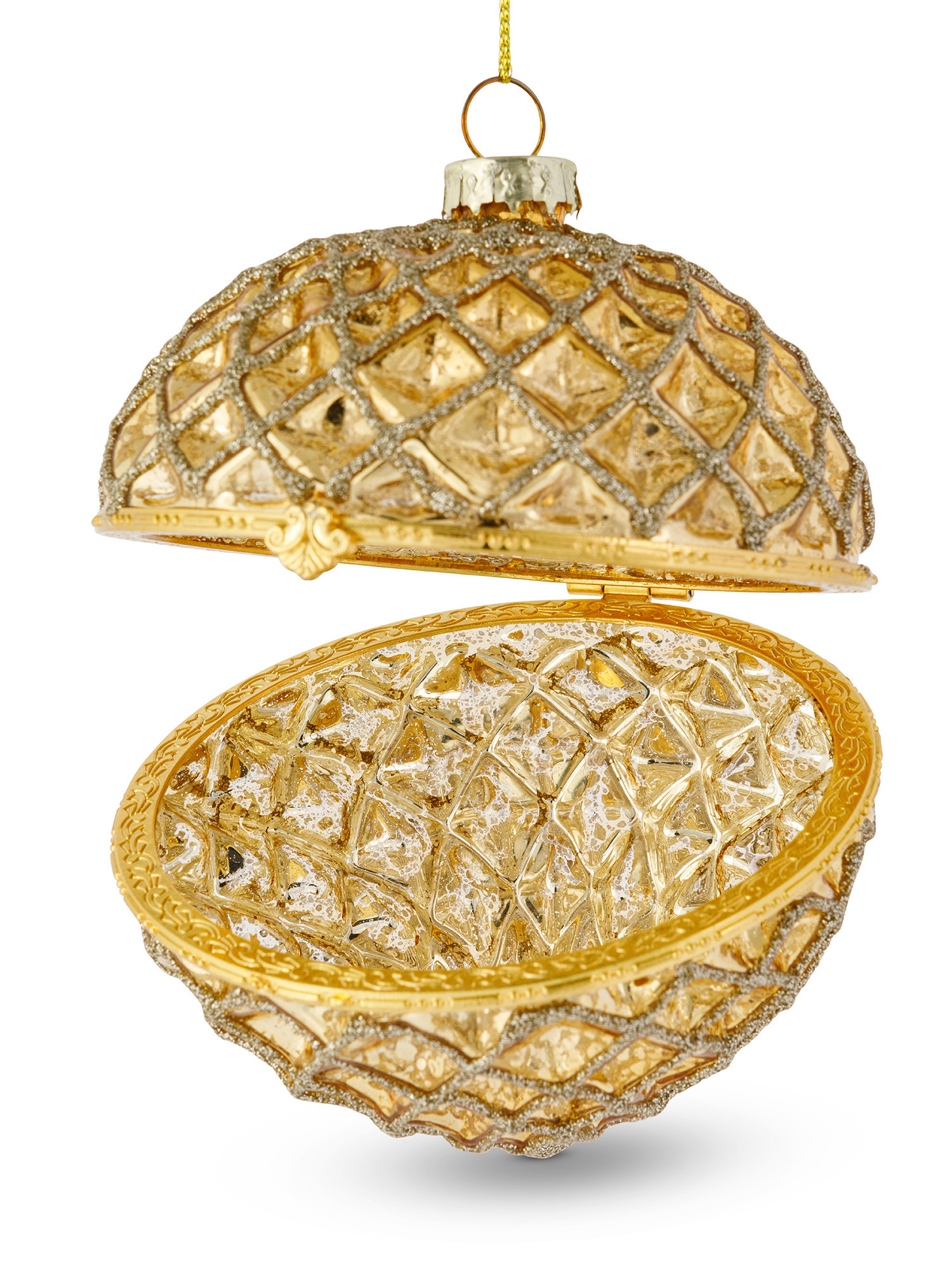 Tree decoration in the shape of a pine cone in glass, Gold, large image number 1