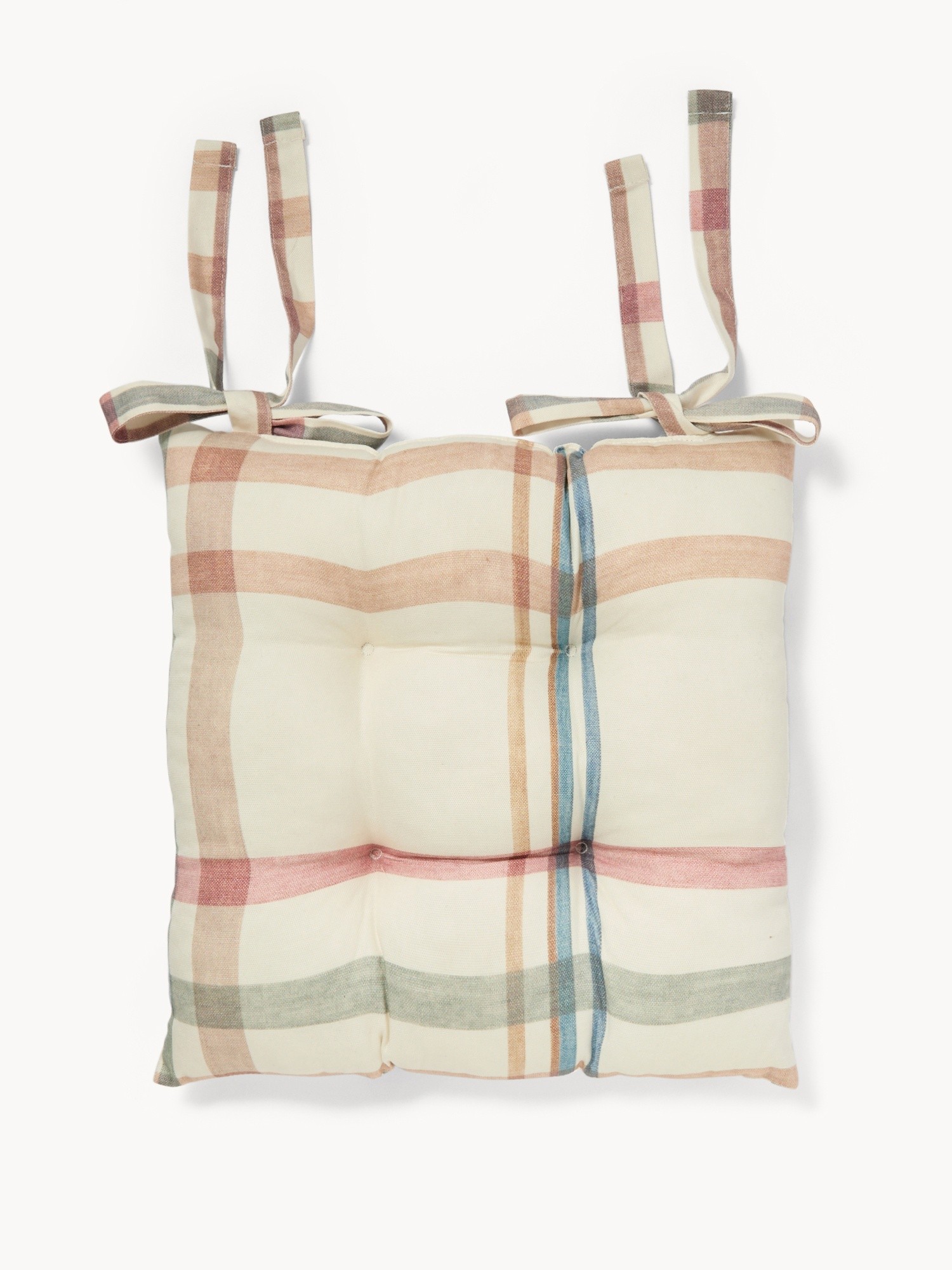 Cuscino da sedia in panama di cotone con stampa check - Prezzo di lancio, Multicolor, large image number 0