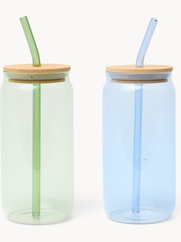 Borosilicate glass bottle with straw - Introductory price