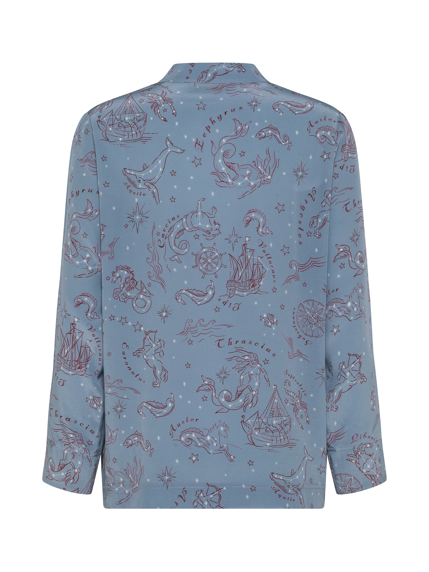 Momonì - Ambroise blouse in printed silk cràªpe de chine, Blue Dark, large image number 1