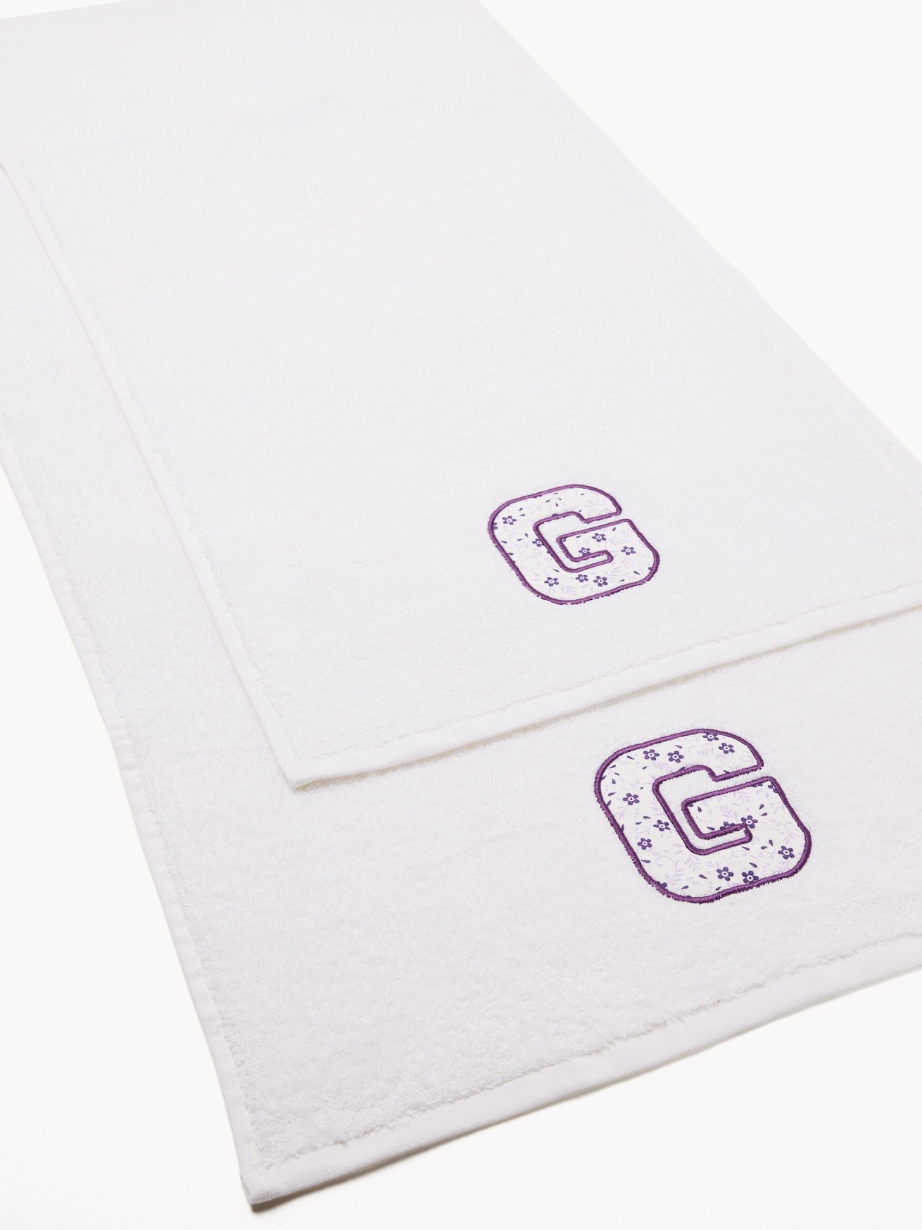 Terry towel set,letter design, White, large image number 1