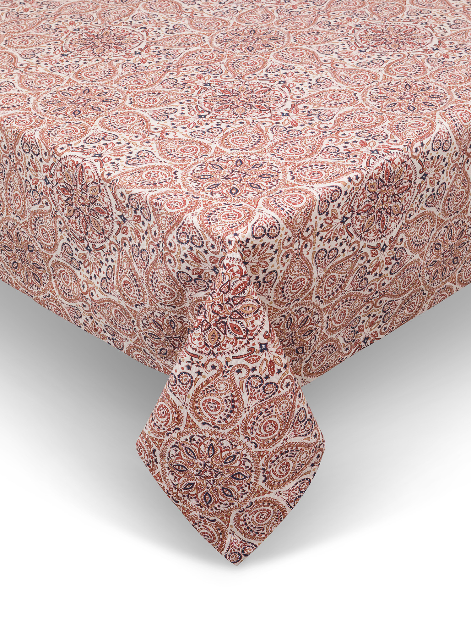 Cotton Panama tablecloth with geometric print, Pink, large image number 0